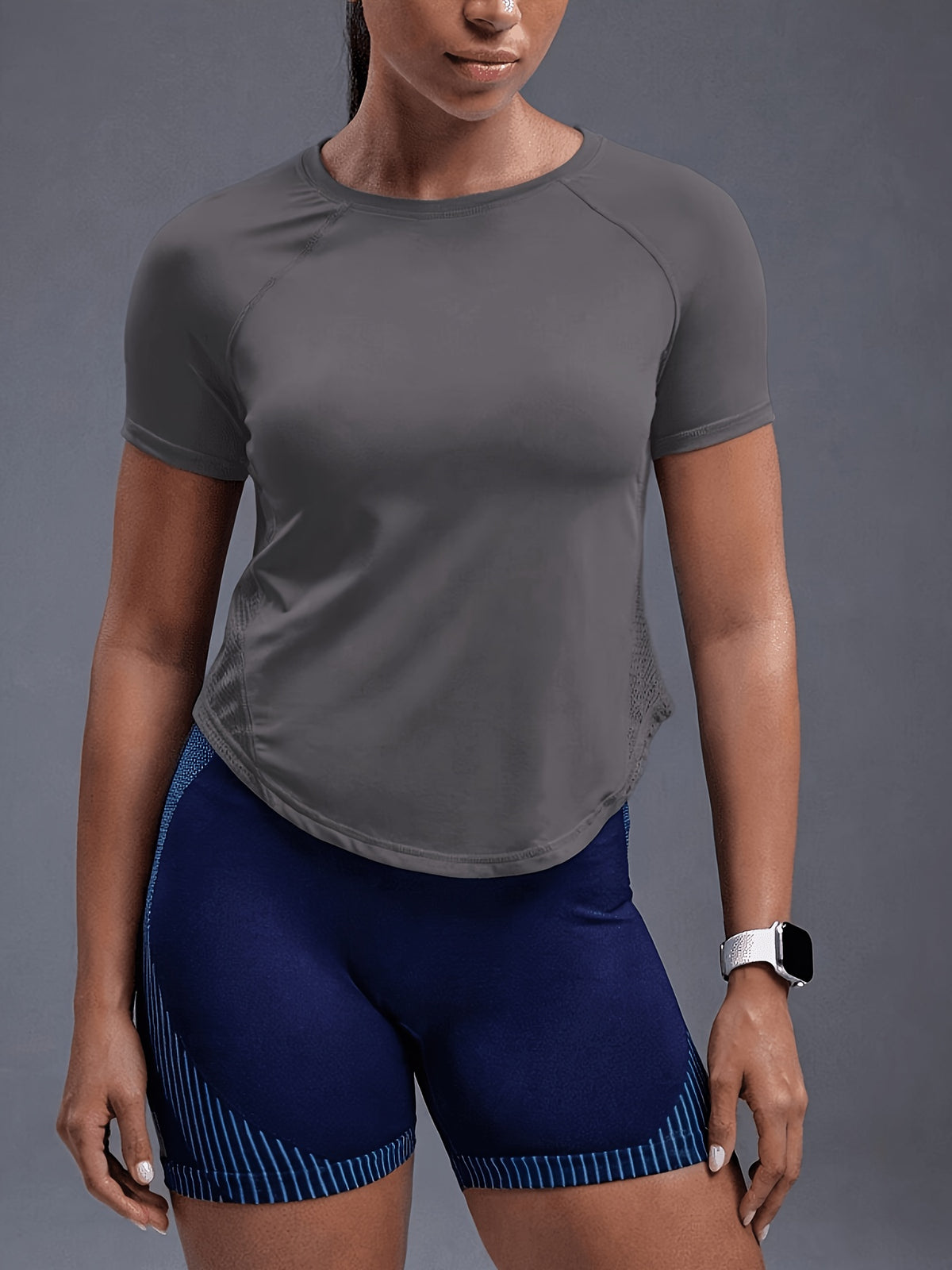 Underarm Mesh Panel Breathable Tee - Grey