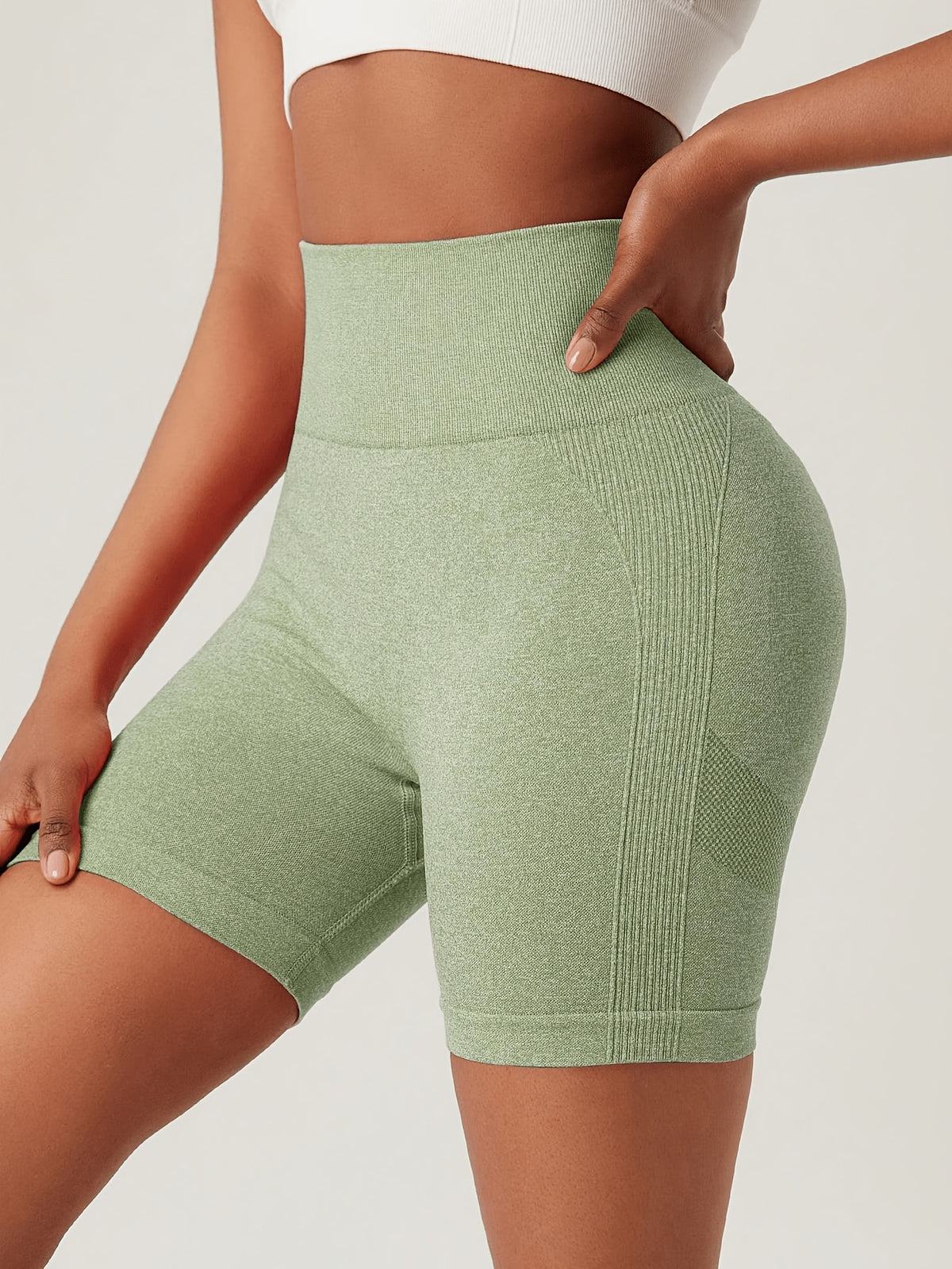Curved Contour Lifting Shorts - Sage Green