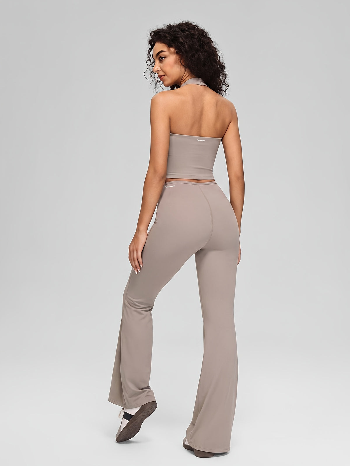 Halter Tank & Drawstring Flare Set - Khaki