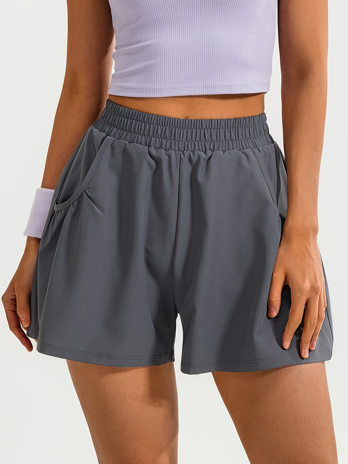 Loose Pocket Running Shorts - Grey