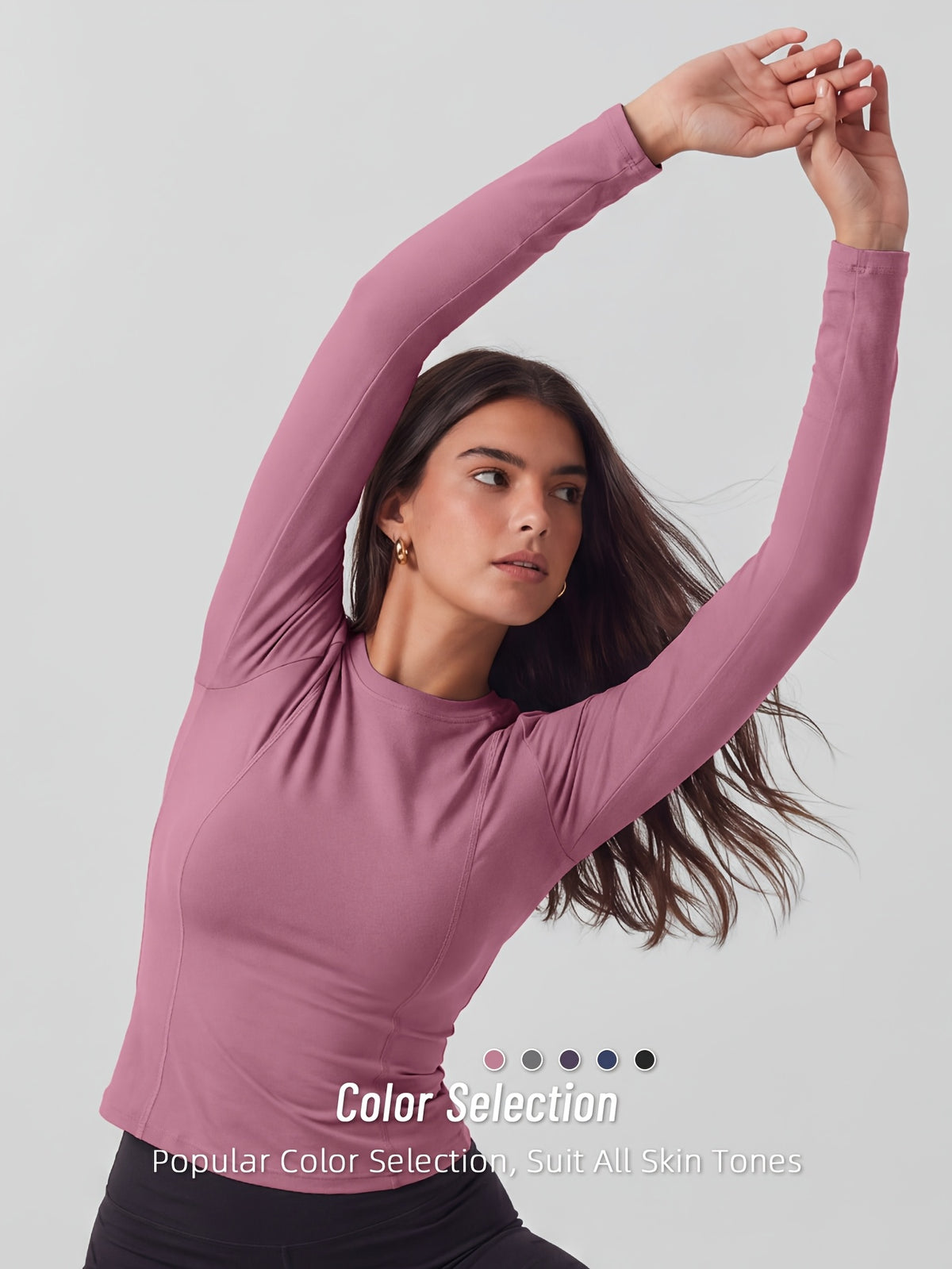 Full Length Compression Long Sleeve Top - Rose