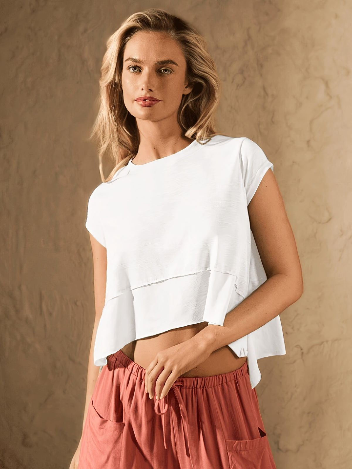 Boxy Cropped Sports Tee - White