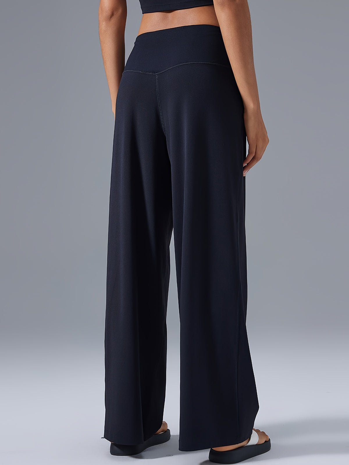 High Waist Straight Leg Pants - Black