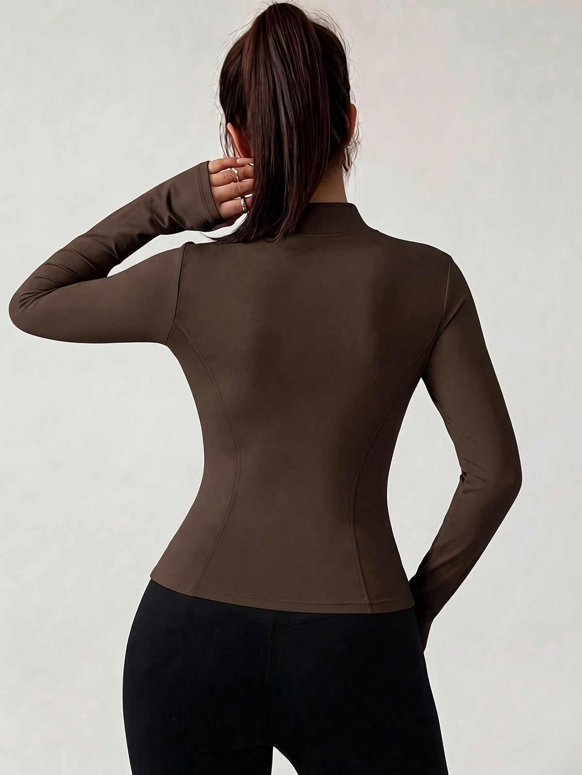 Slim Stand Collar Jacket - Coffee