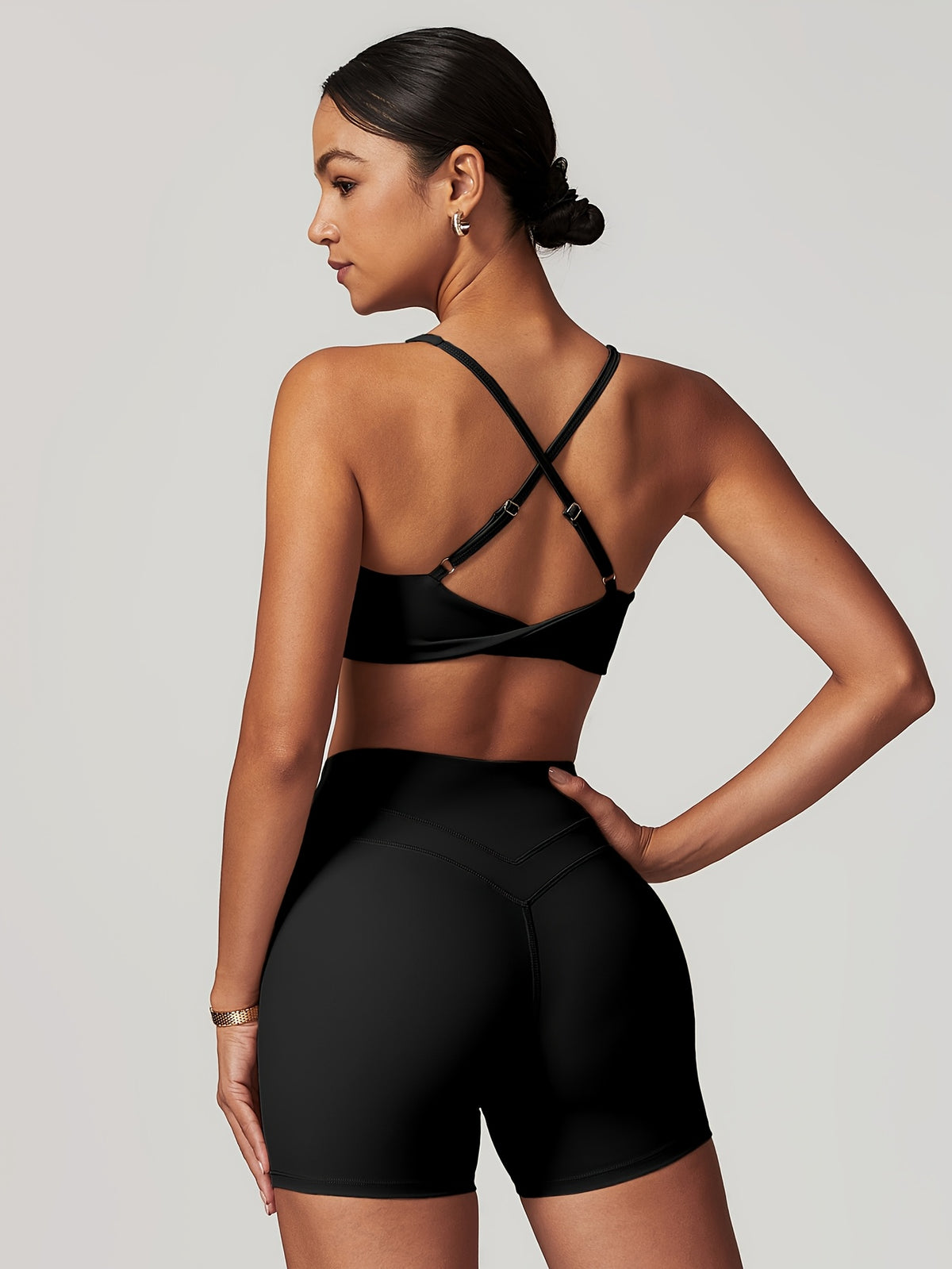 Sculpt Cross Back Two-Piece Set - Black