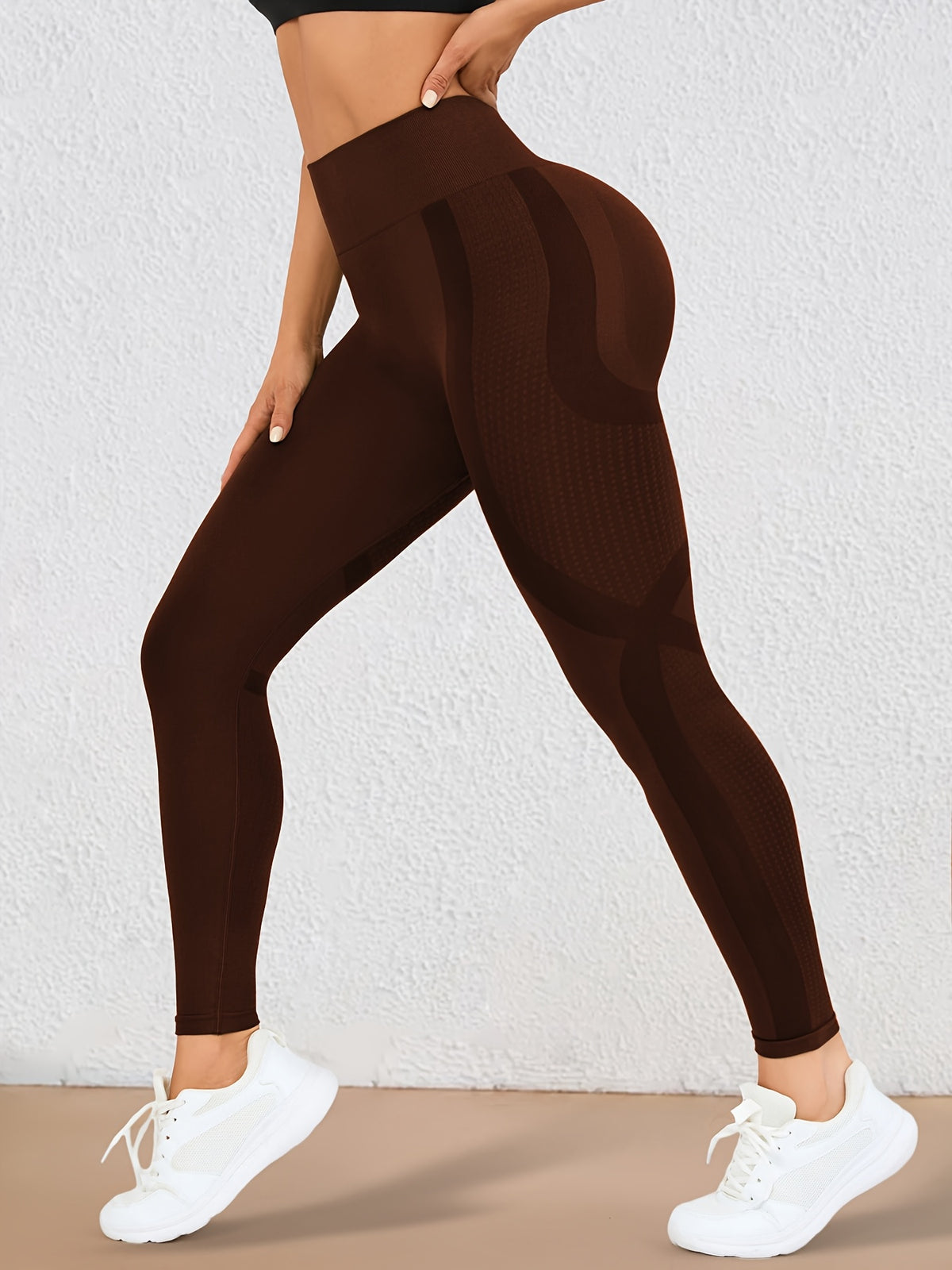 Wide Waistband Lifting Leggings - Coffee