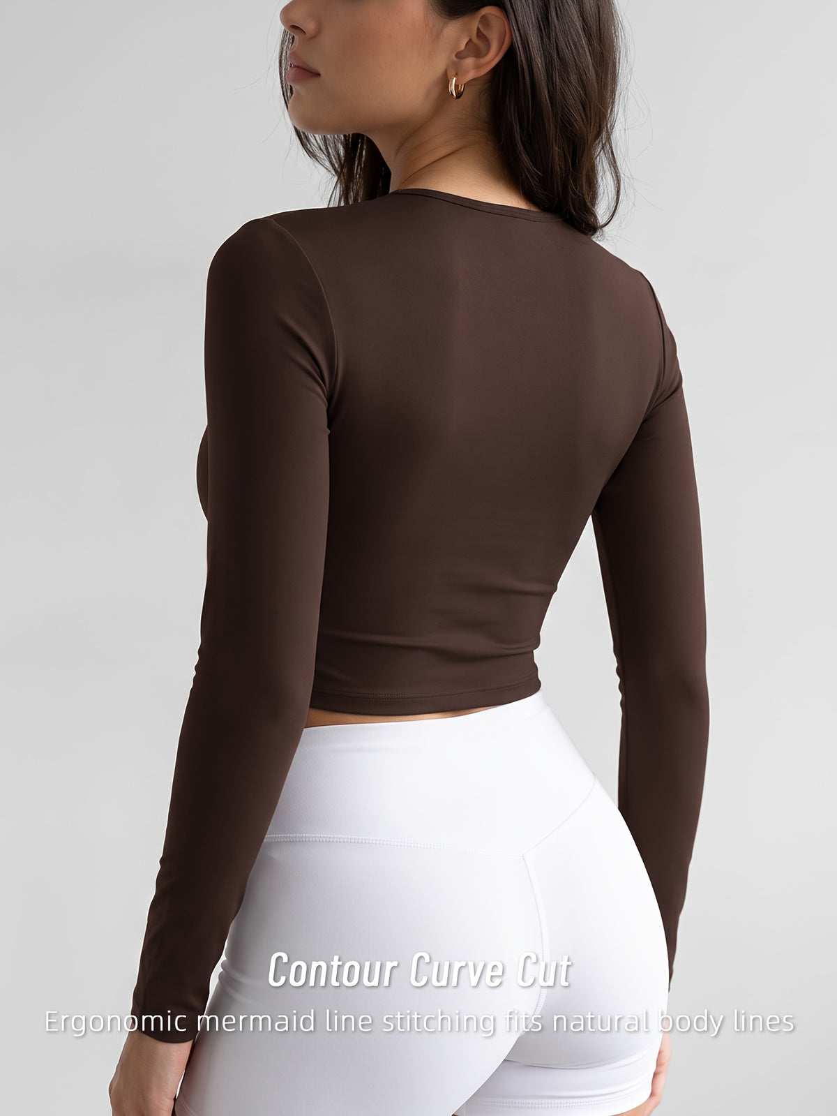 Cutout Twist Knot Long Sleeve Top - Coffee
