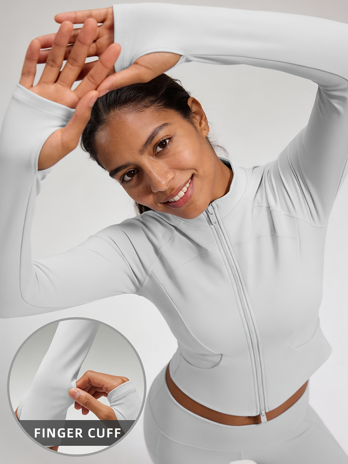 Pocket Solid Running Sports Jacket - Milky