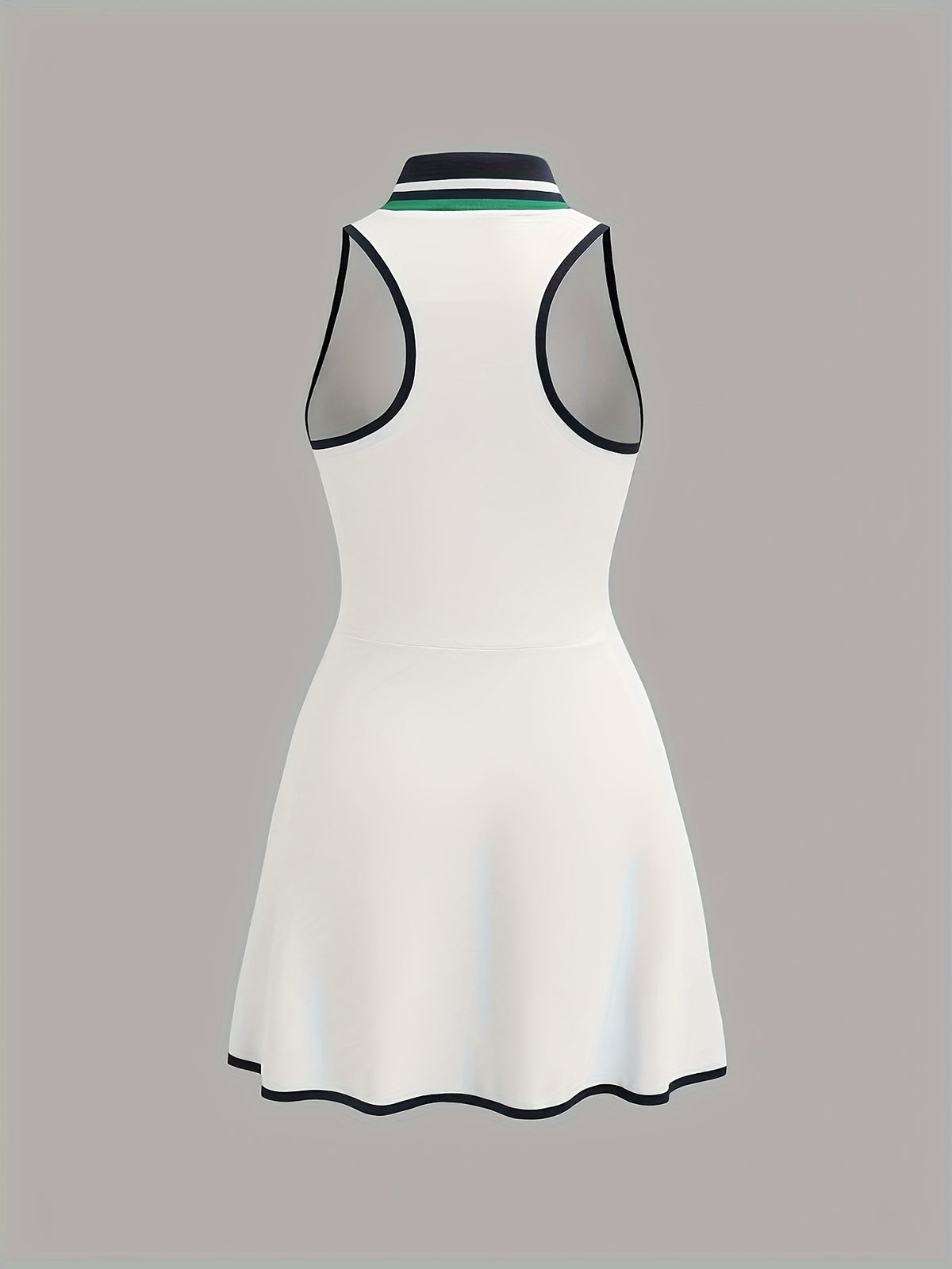 Zip Collar Sleeveless Golf Dress - White