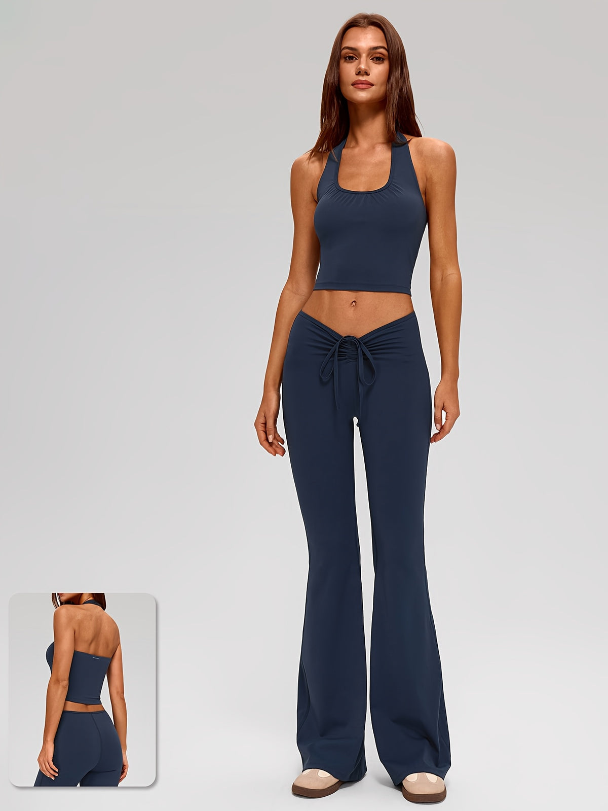 Halter Crop & Tie Waist Flare Set