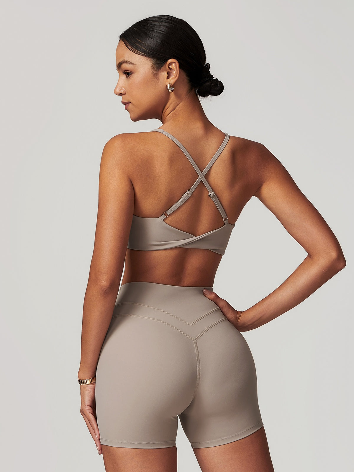 Sculpt Cross Back Two-Piece Set - Space Gray