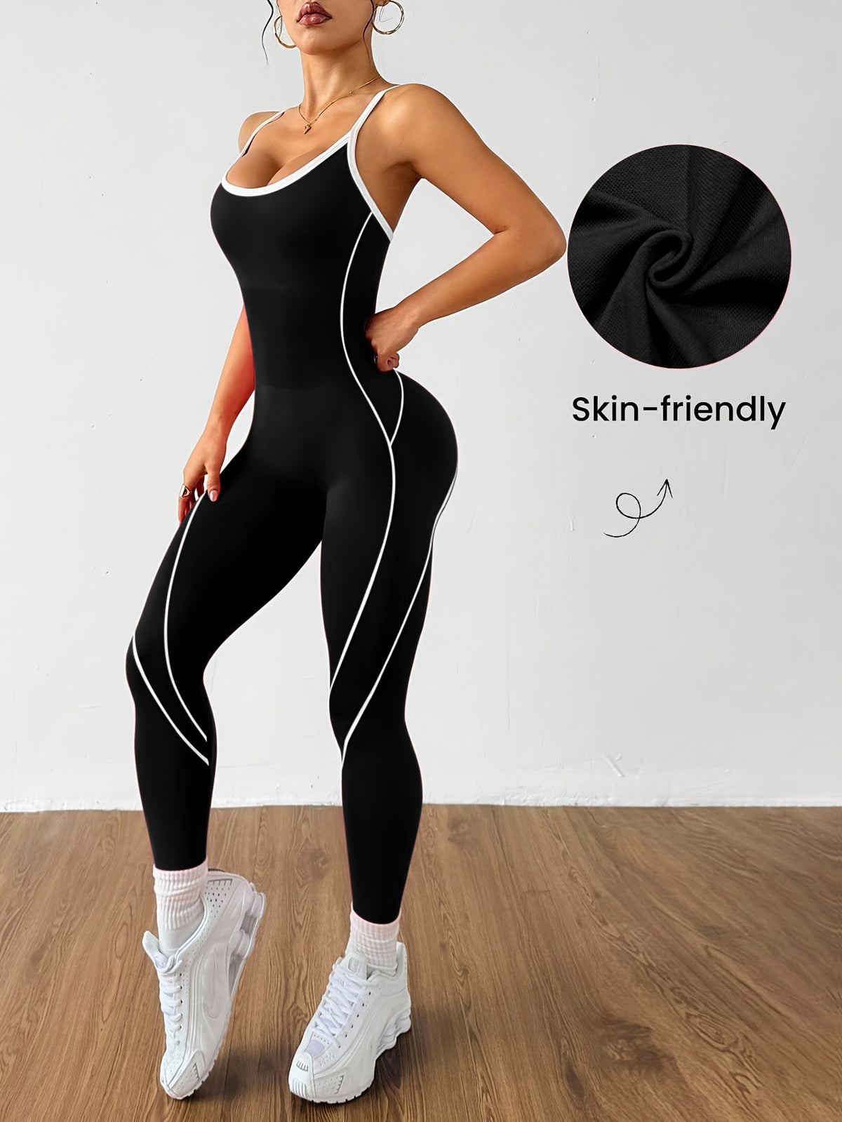 Criss Cross Back Contour Jumpsuit - Black