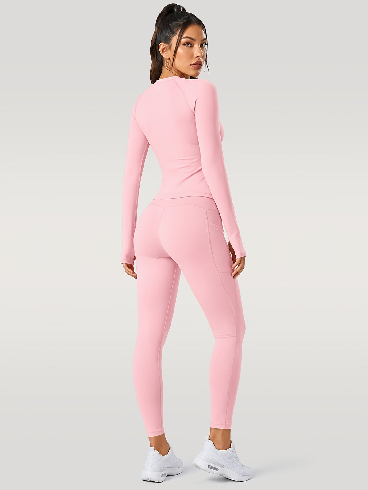 Long Sleeve Top & Leggings Set - Pink