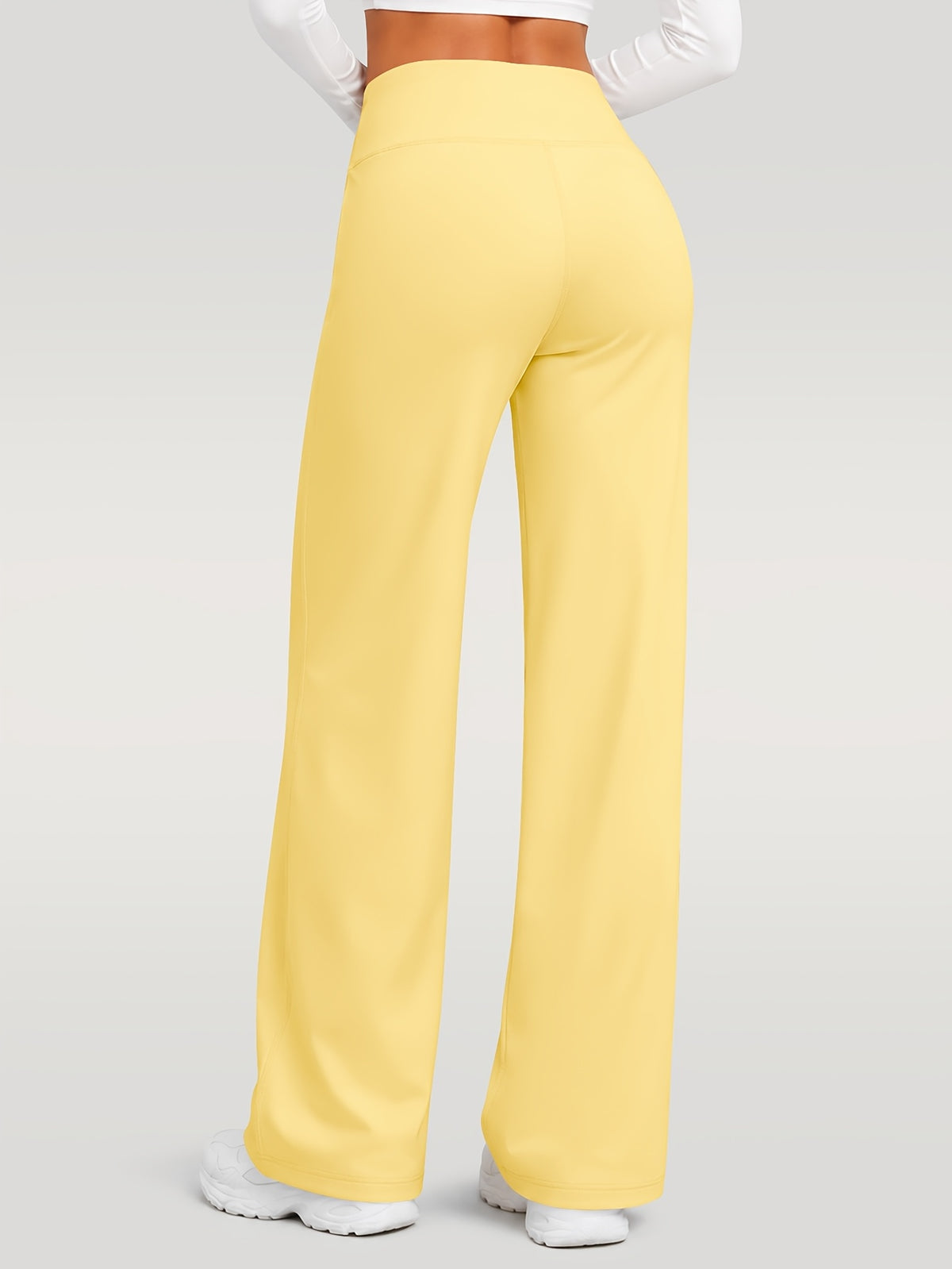 Draped Wide Leg Pocket Pants - Yellow