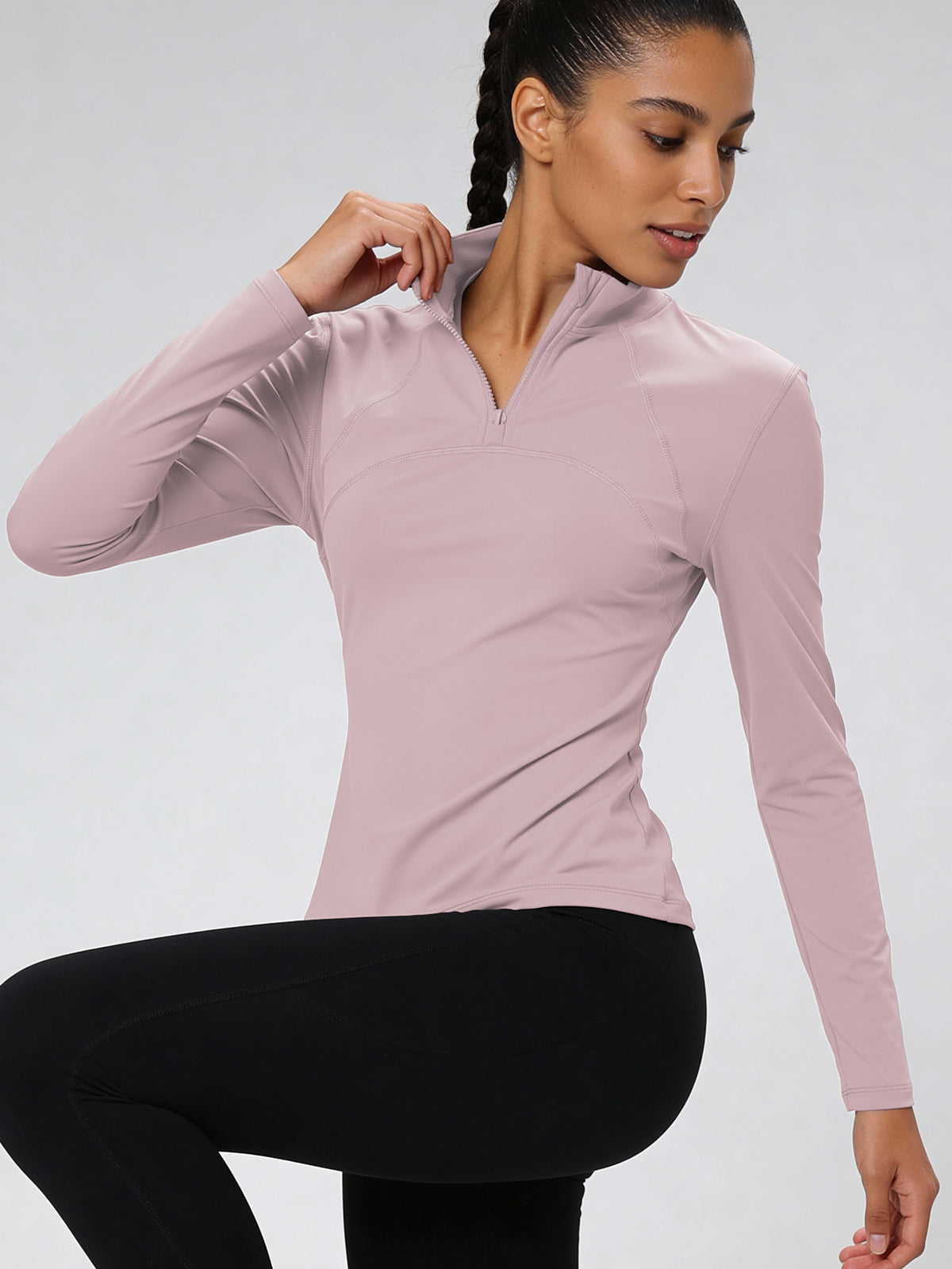 2 Pack Half Zip Mesh Back Tops - Blue & Pink