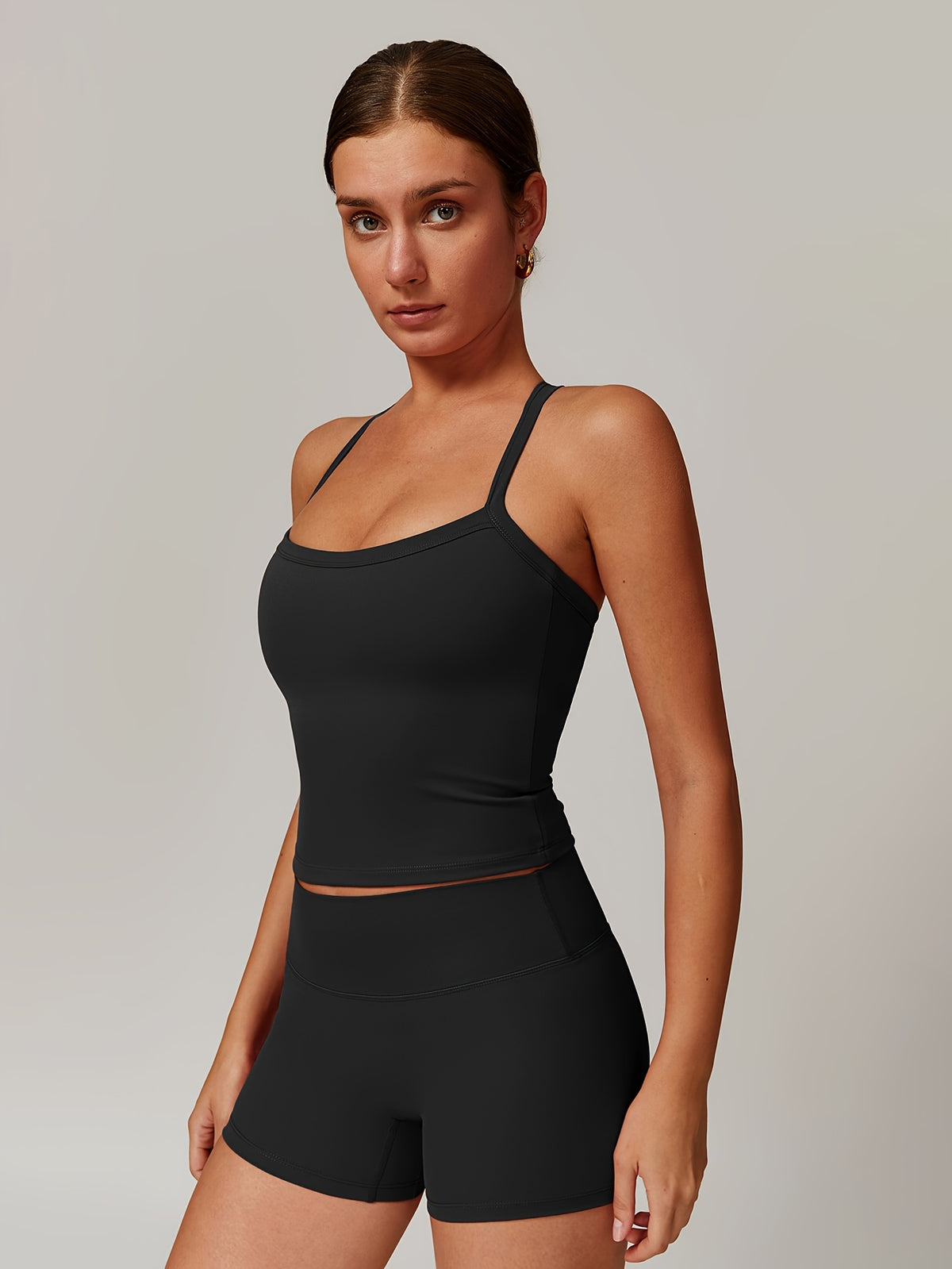 Cross Back Tank & Shorts Set - Black