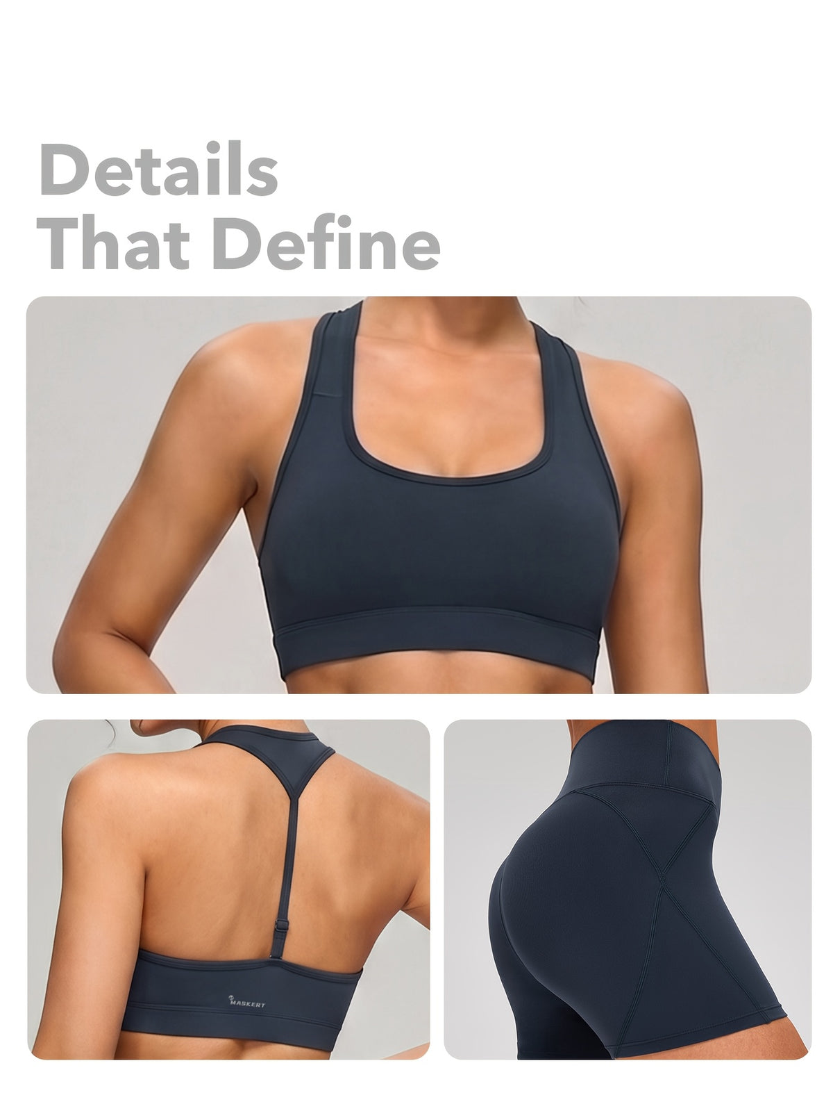 Halter Sports Bra & Shorts Set - Navy