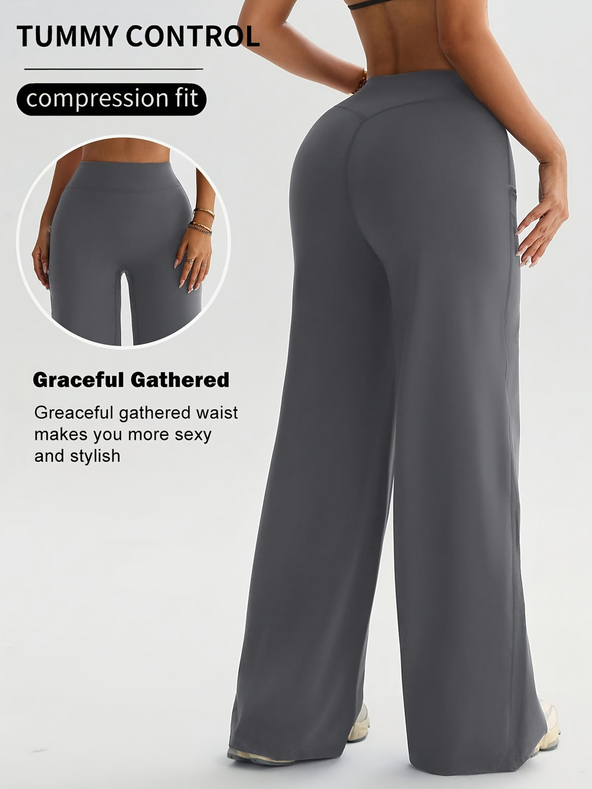 High Waist Flare Yoga Pants - Grey