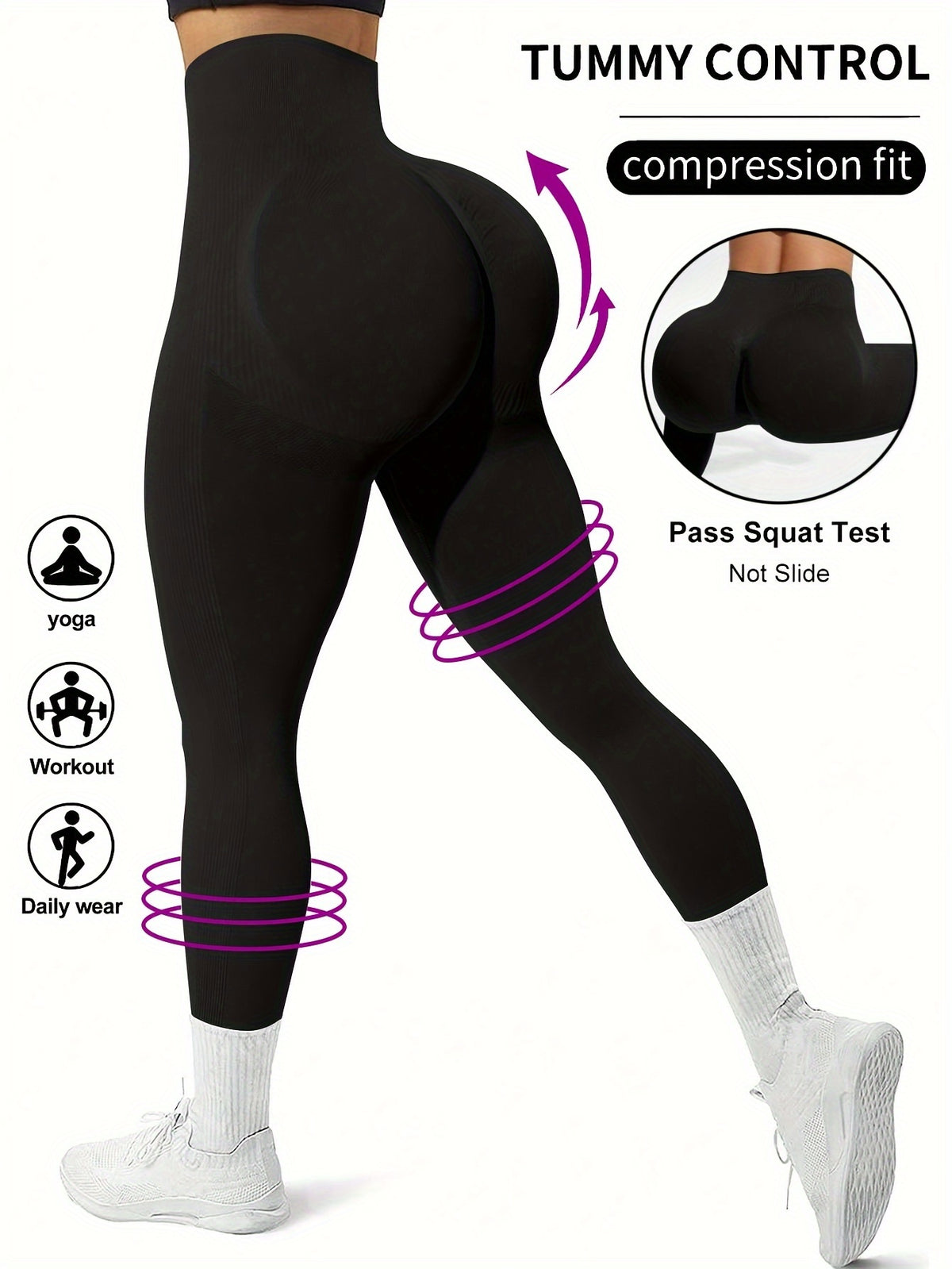 Wide Waistband Sculpt Leggings - Black
