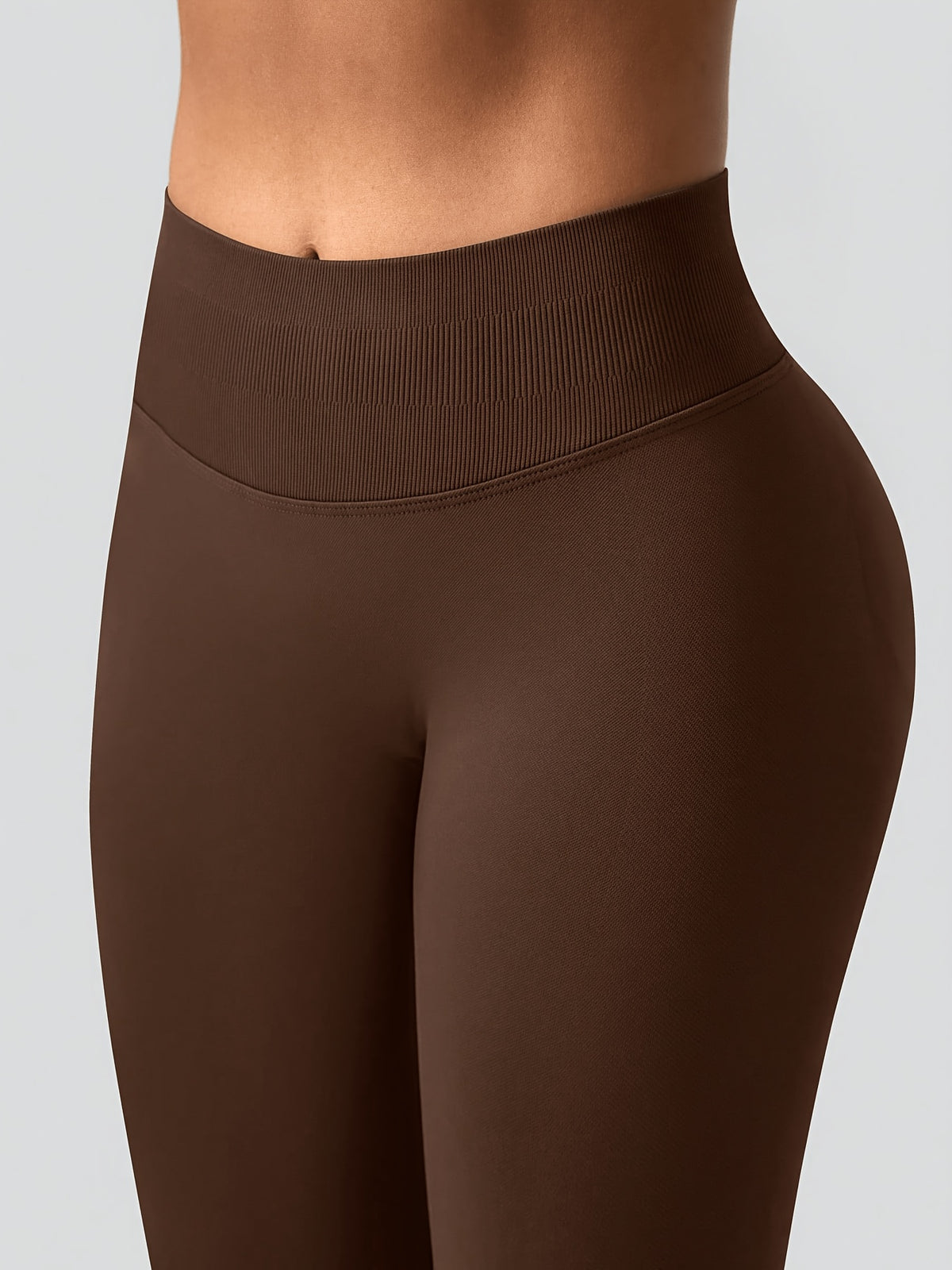 High Waist Lifting Flare Leggings - Mocha Brown