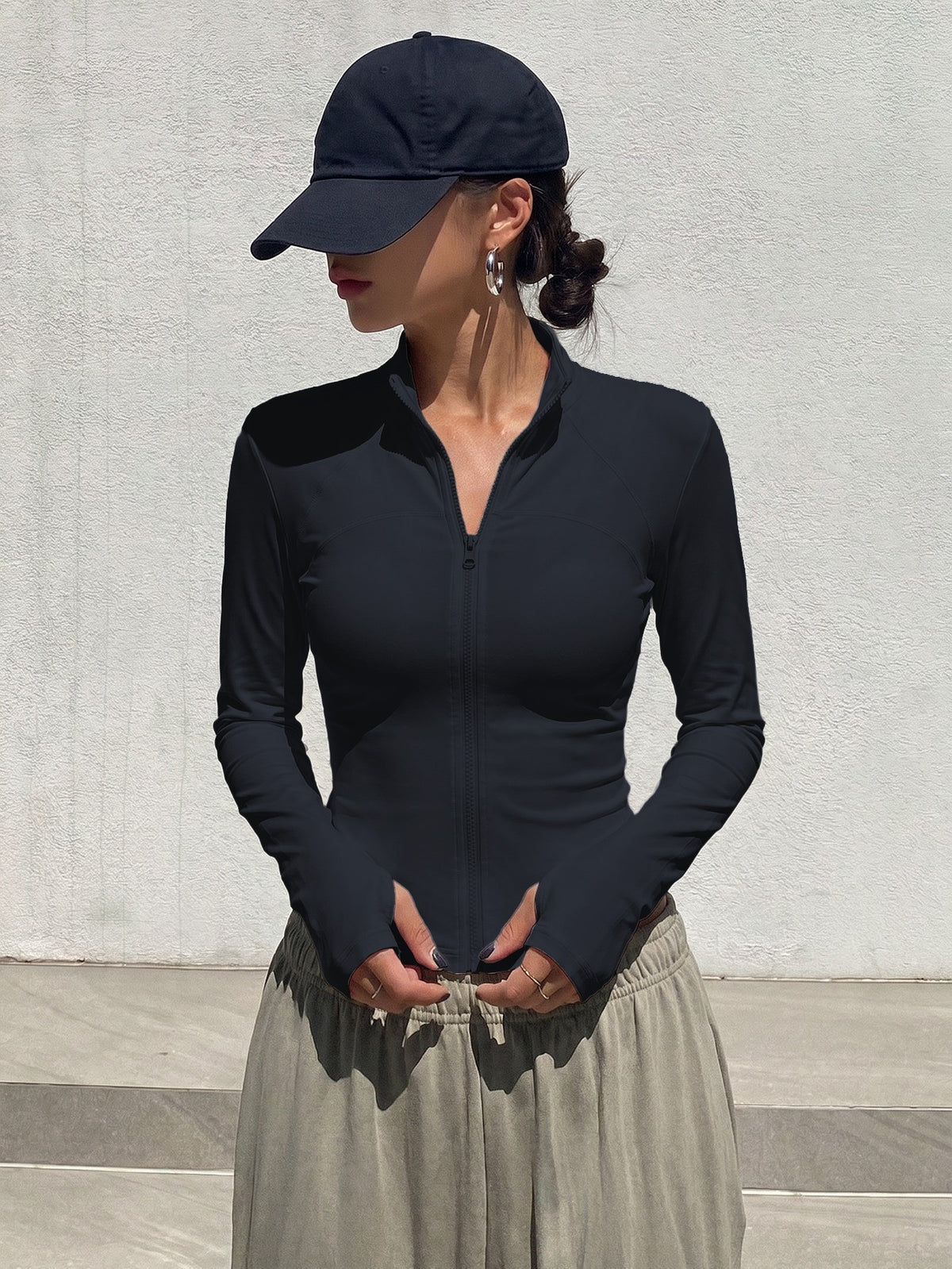Sweat Absorbent Stretch Sports Jacket - Black
