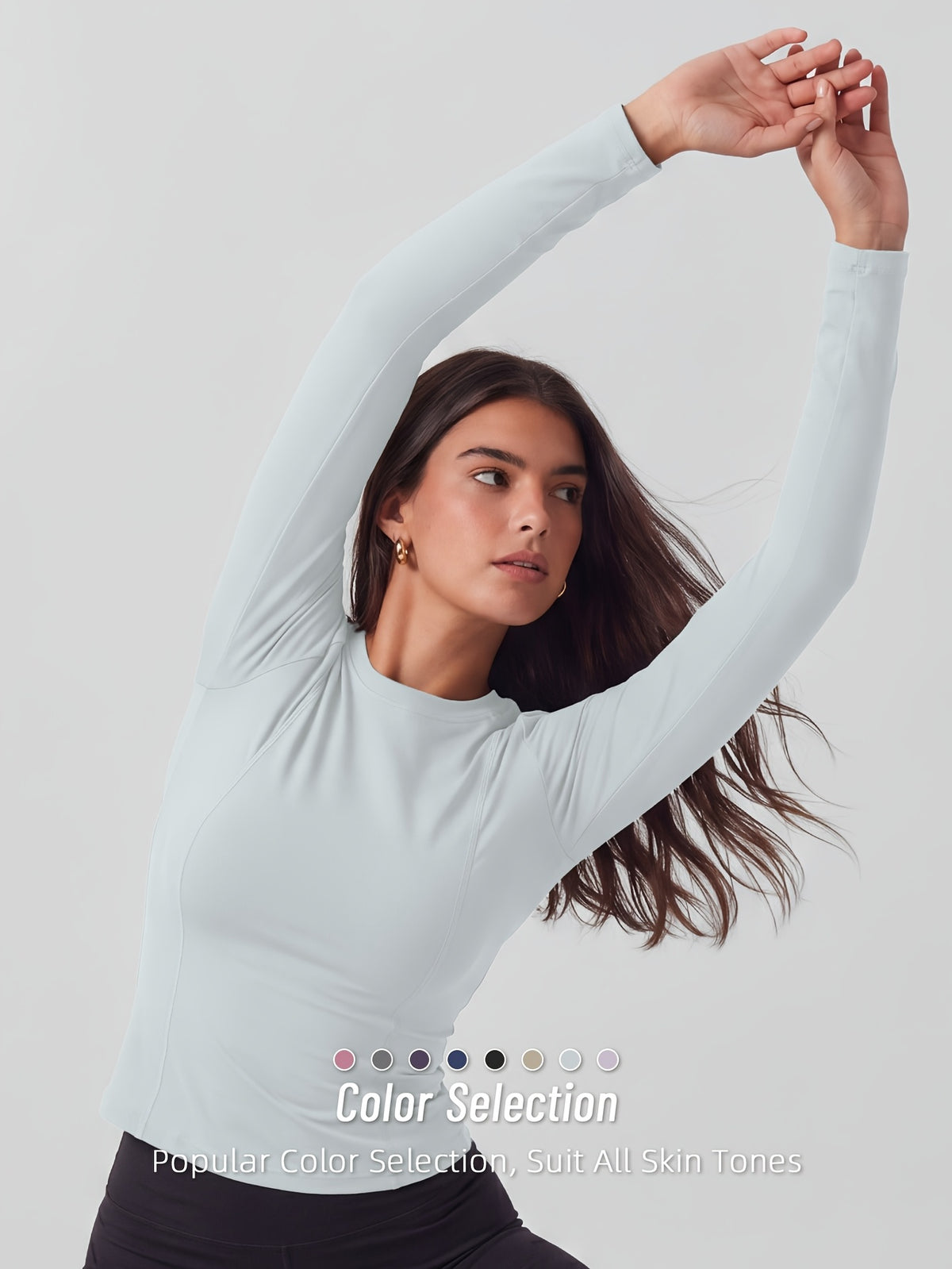 Full Length Compression Long Sleeve Top - Light Cyan