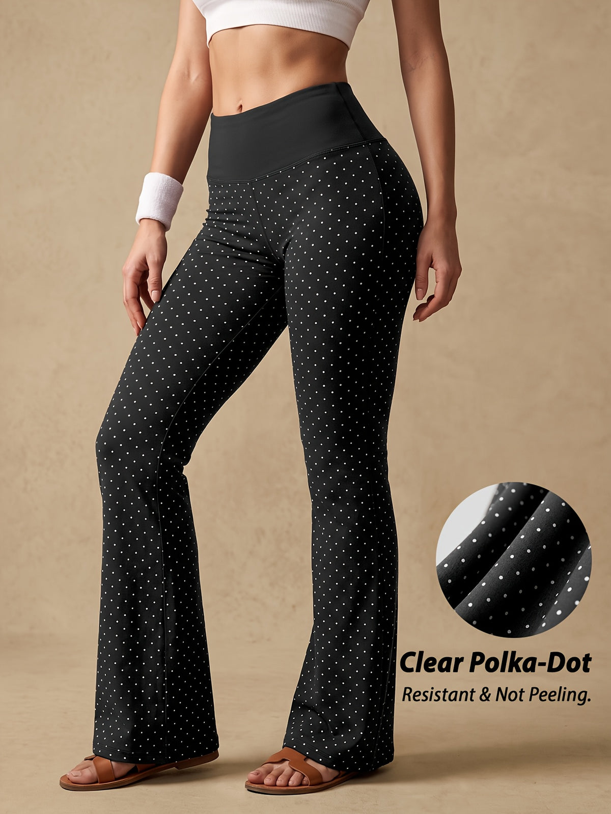 Polka Dot Flare Leggings - Black