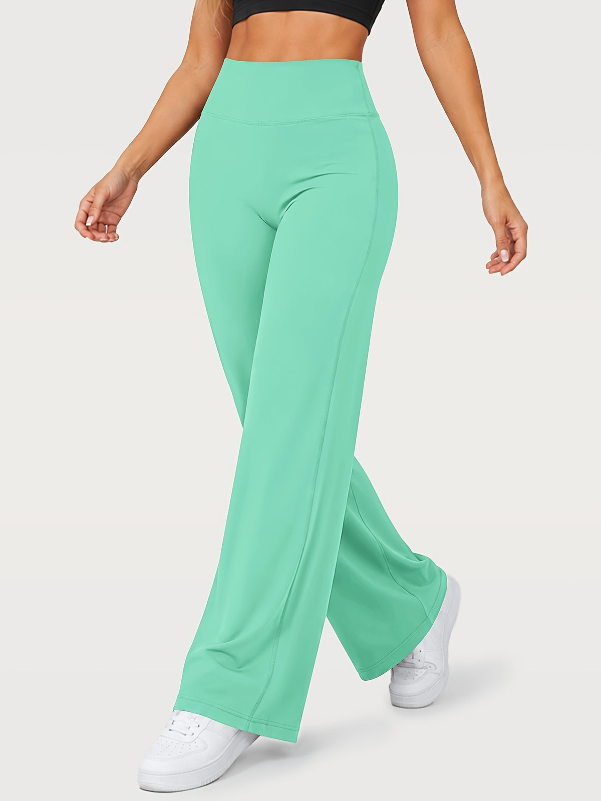 Stretch Straight Leg Yoga Pants - Mint Green