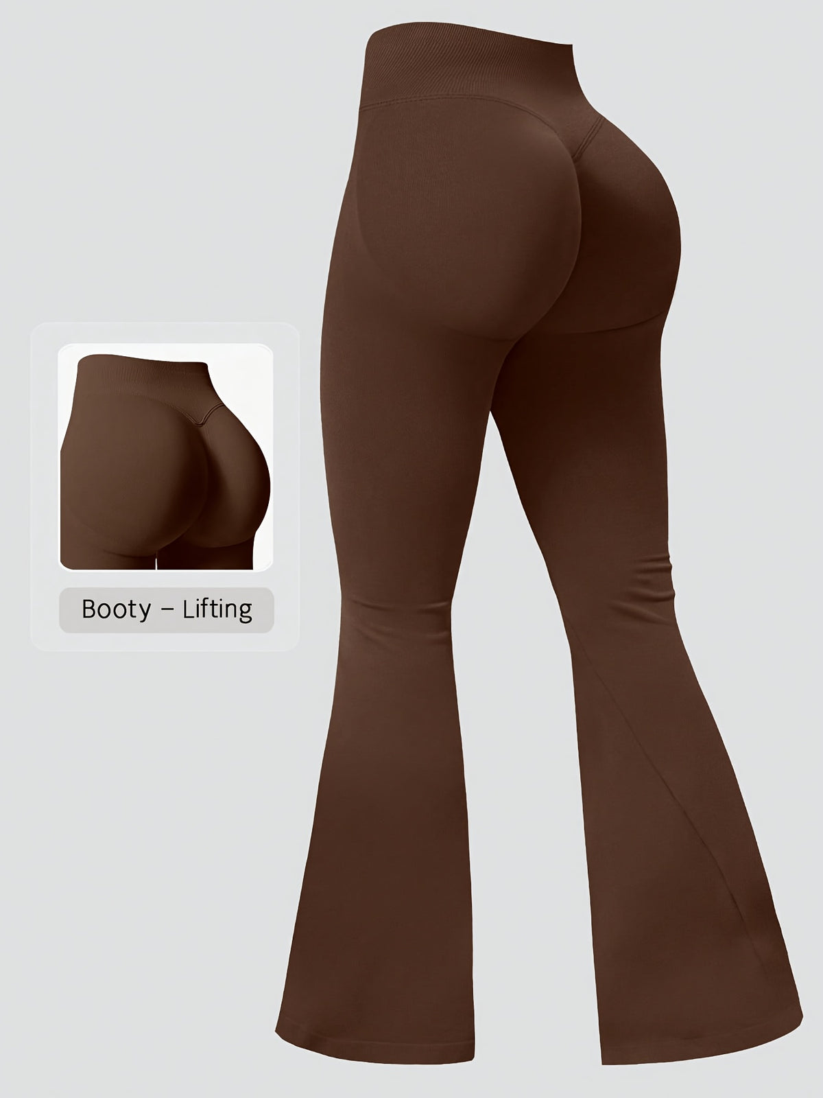 High Waist Lifting Flare Leggings - Mocha Brown