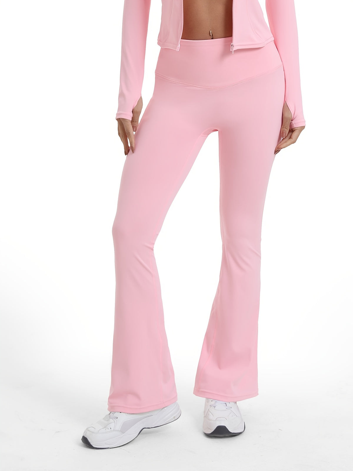Shaping High Waist Flare Pants - Pink