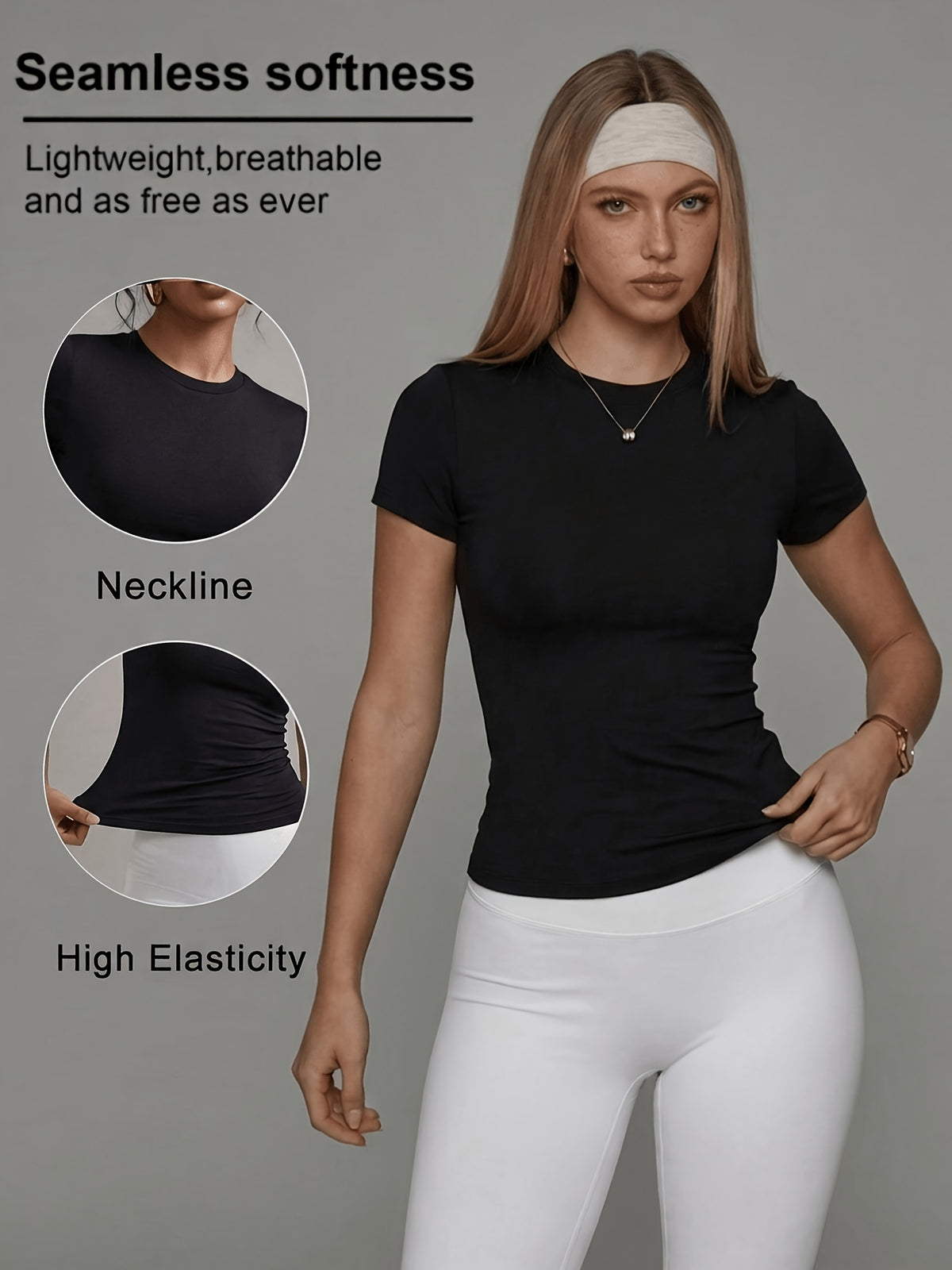 Slim Fit Short Sleeve Sports Tee - Black