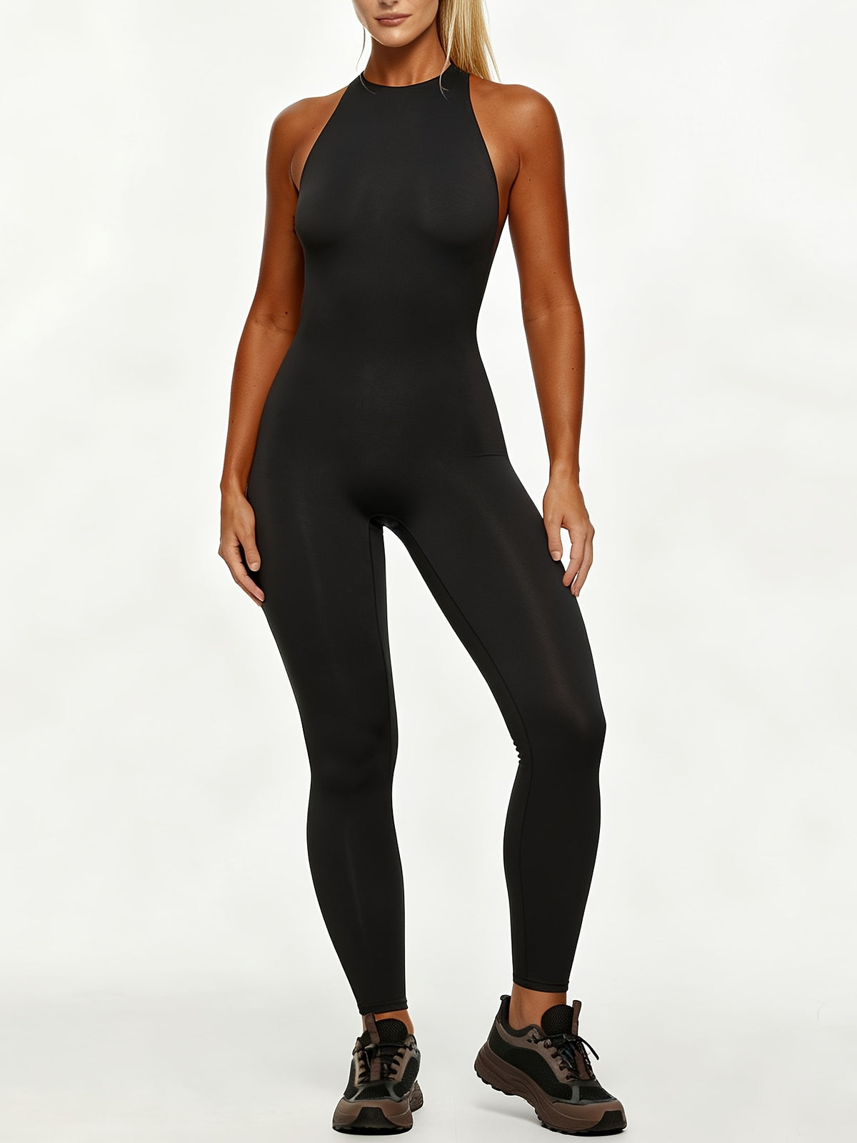 Sleeveless Back Zip Jumpsuit - Black