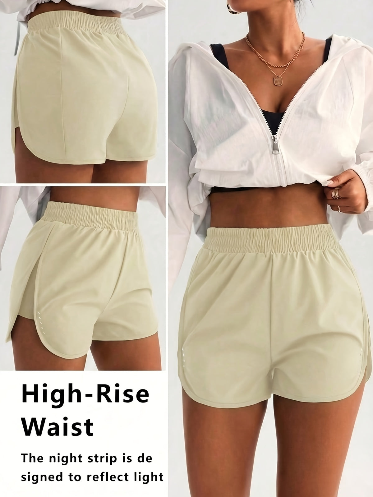 Curved Hem Running Shorts - Light Yellow