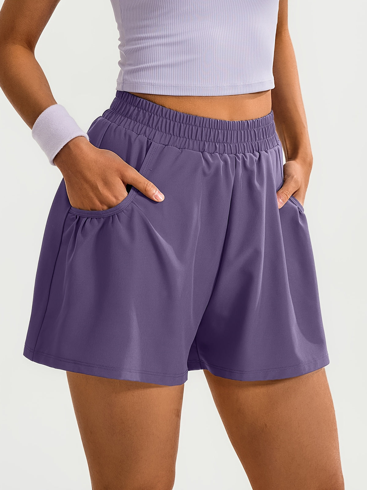 Loose Pocket Running Shorts - Purple