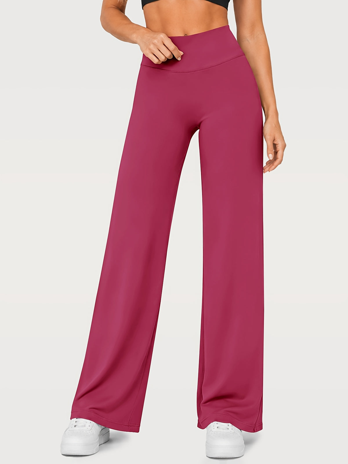 Stretch Straight Leg Yoga Pants - Magenta