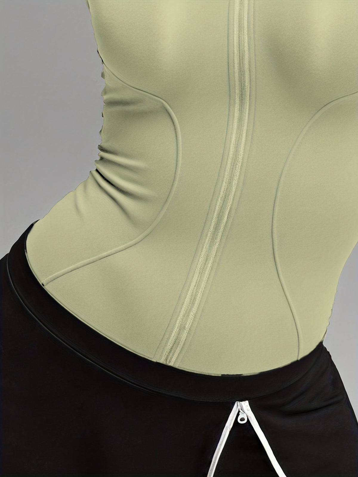 Short Sleeve Cropped Zip Jacket - Sage Green