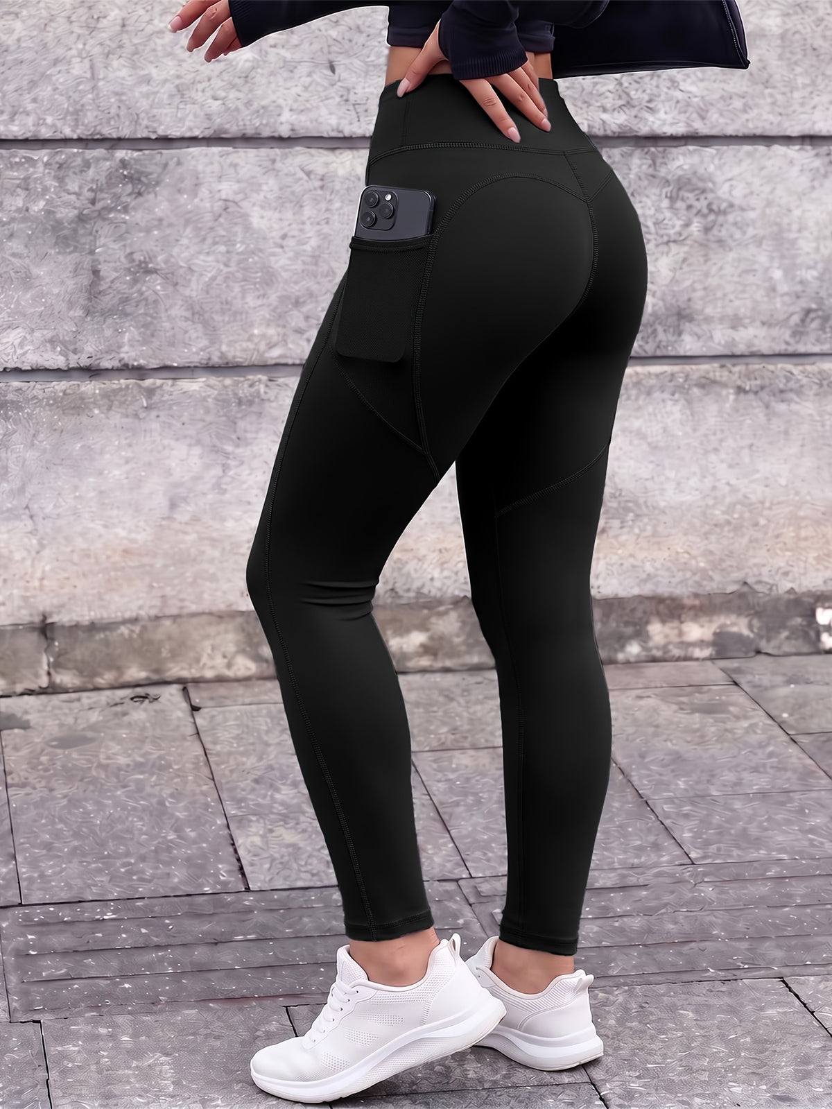 Side Pocket Shaping High Waist Leggings - Black