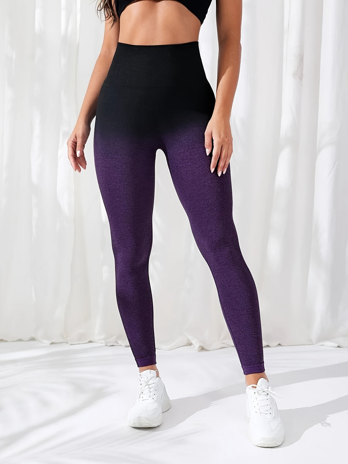Ombre Scrunch Seam Leggings - Purple
