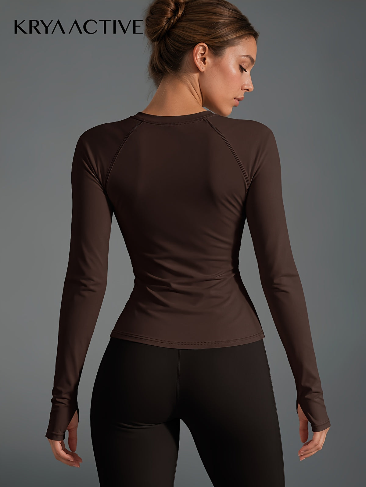 Raglan Thumbhole Base Layer Top - Brown