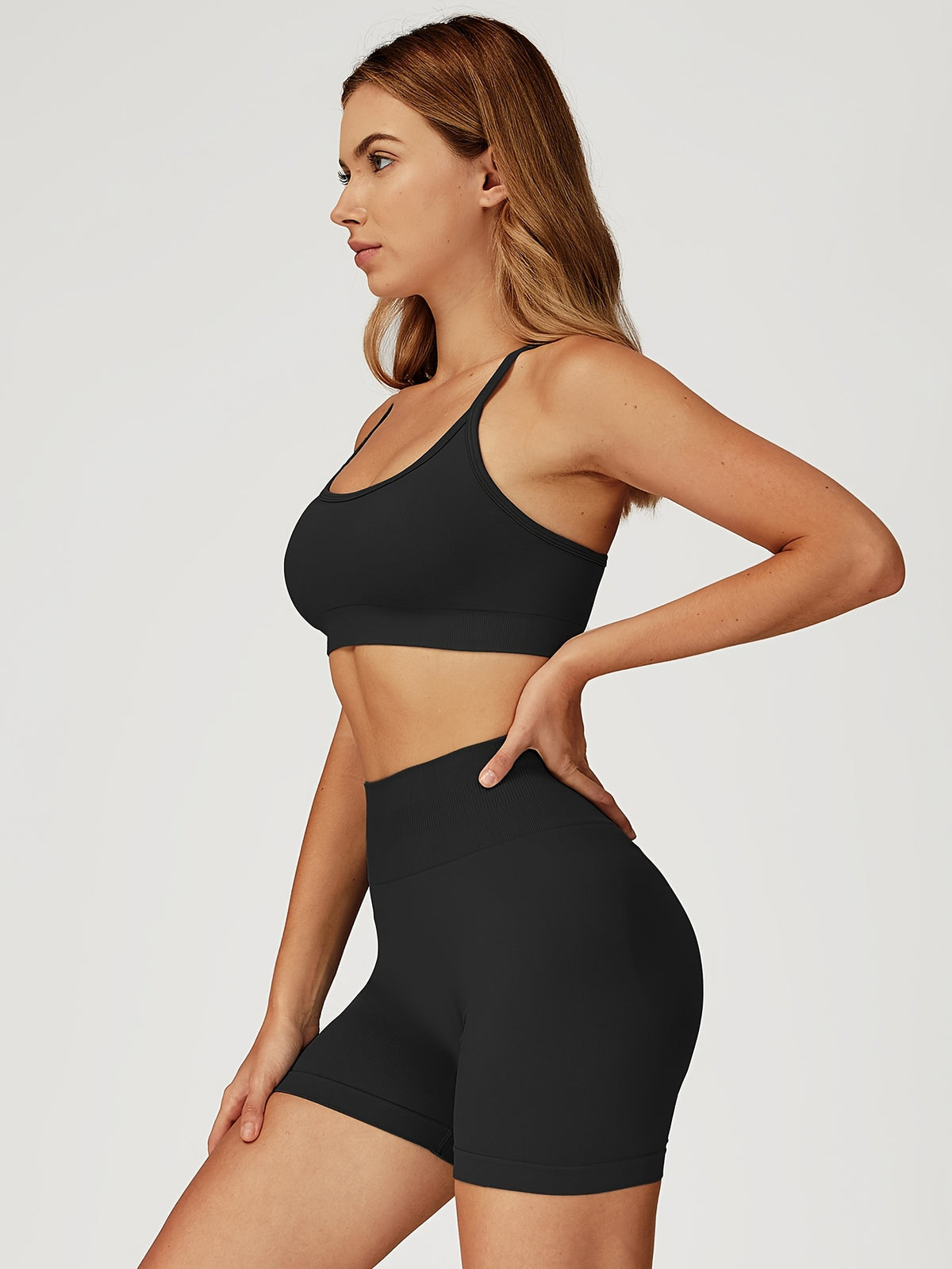 Cropped Cami & Shorts Set - Black