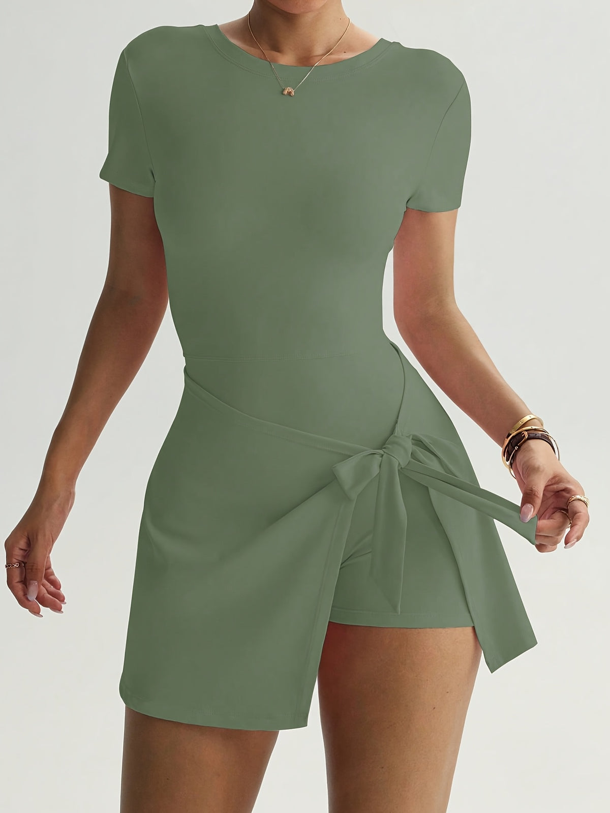 Wrap Tie Tennis Dress - Fern Green