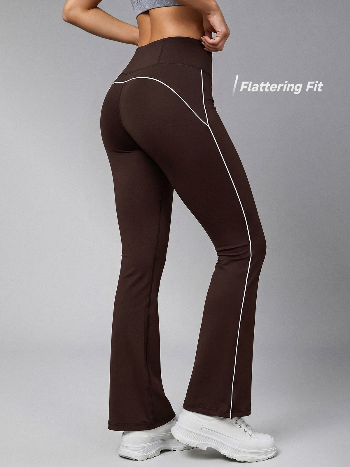 Piped Seam Flare Pants - Coffee