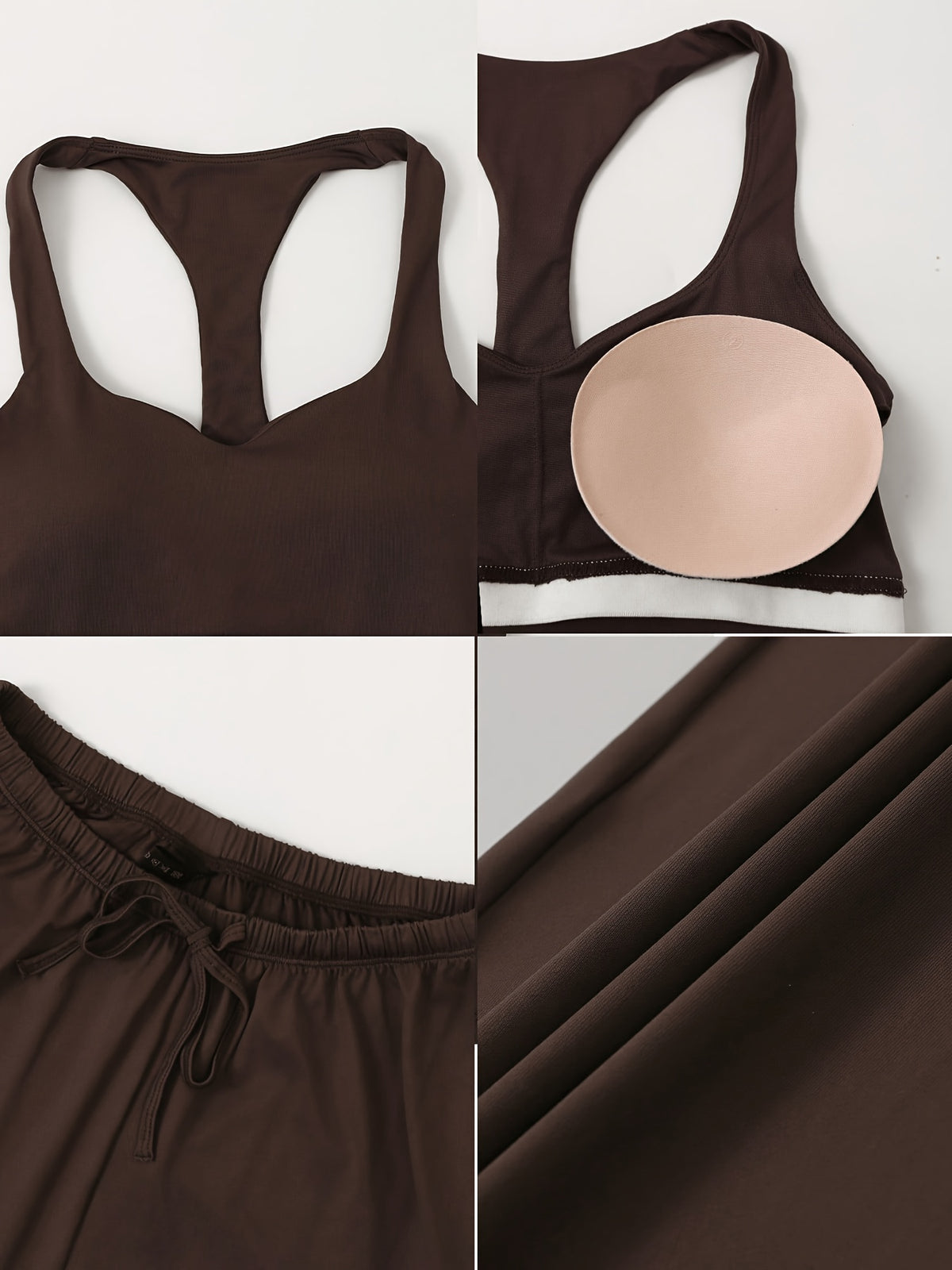 Racerback Tank & Wide Leg Pants Set - Coffee
