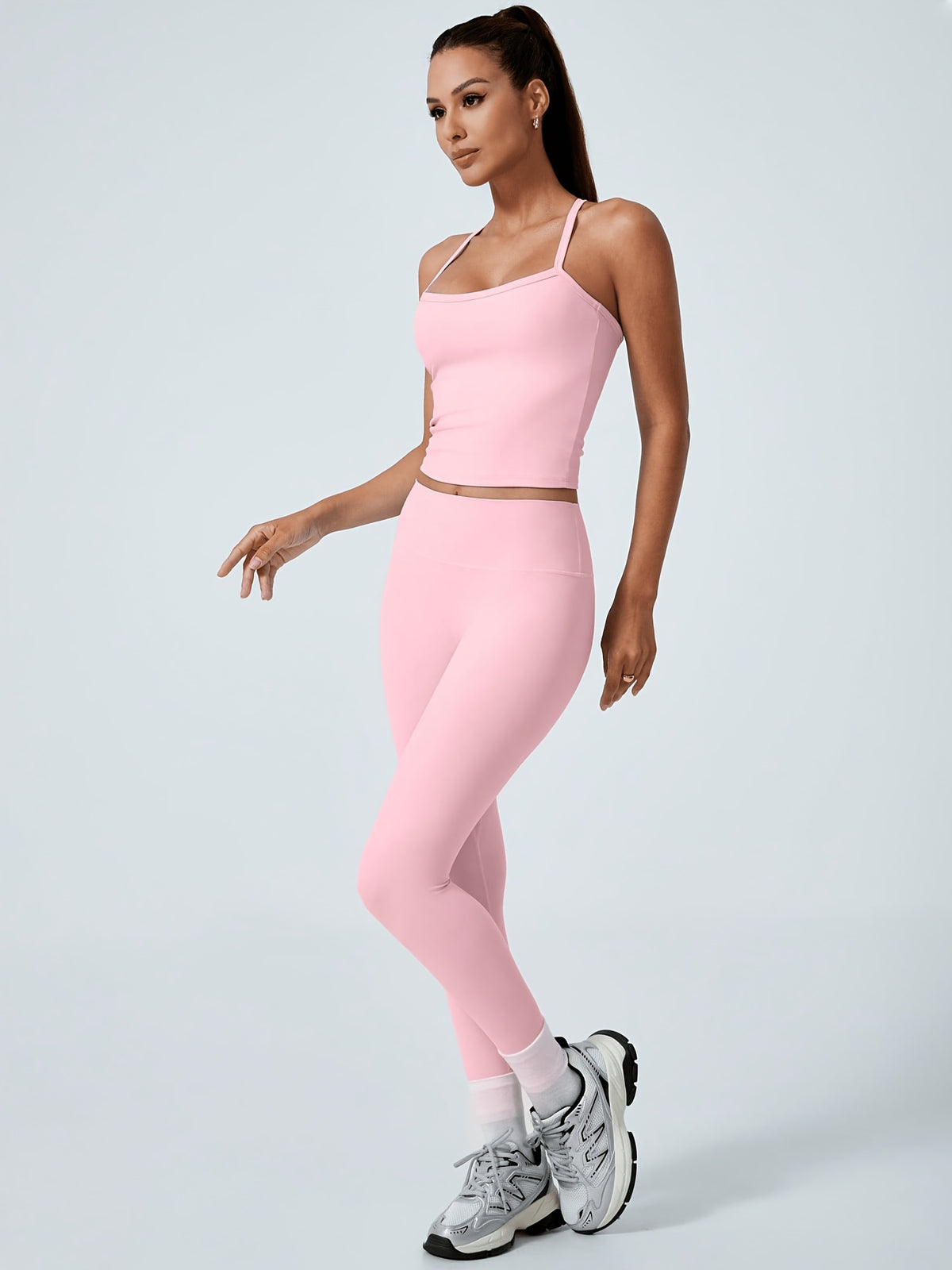 Backless Bra & Leggings Set - Pink