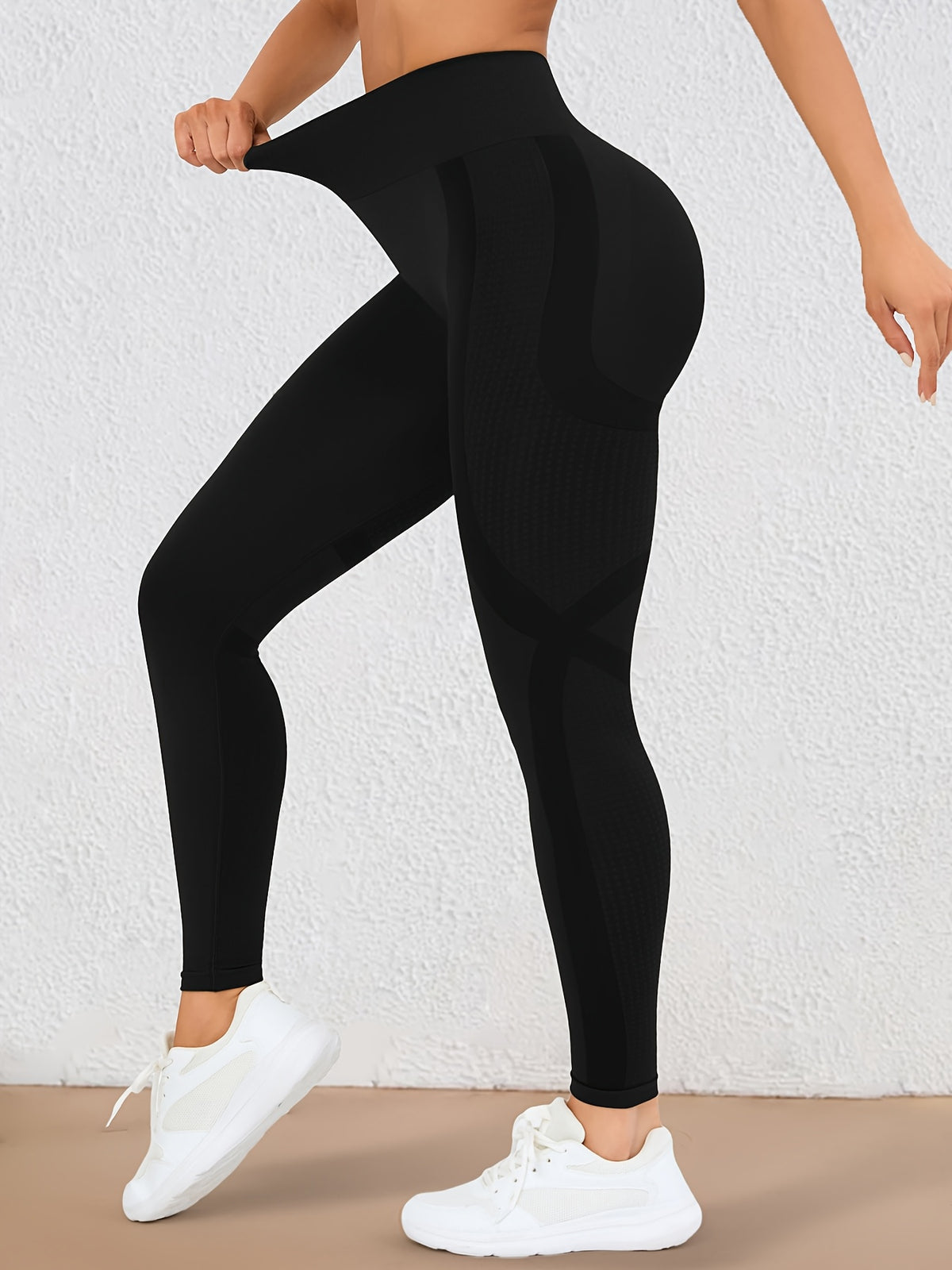 Wide Waistband Lifting Leggings - Black