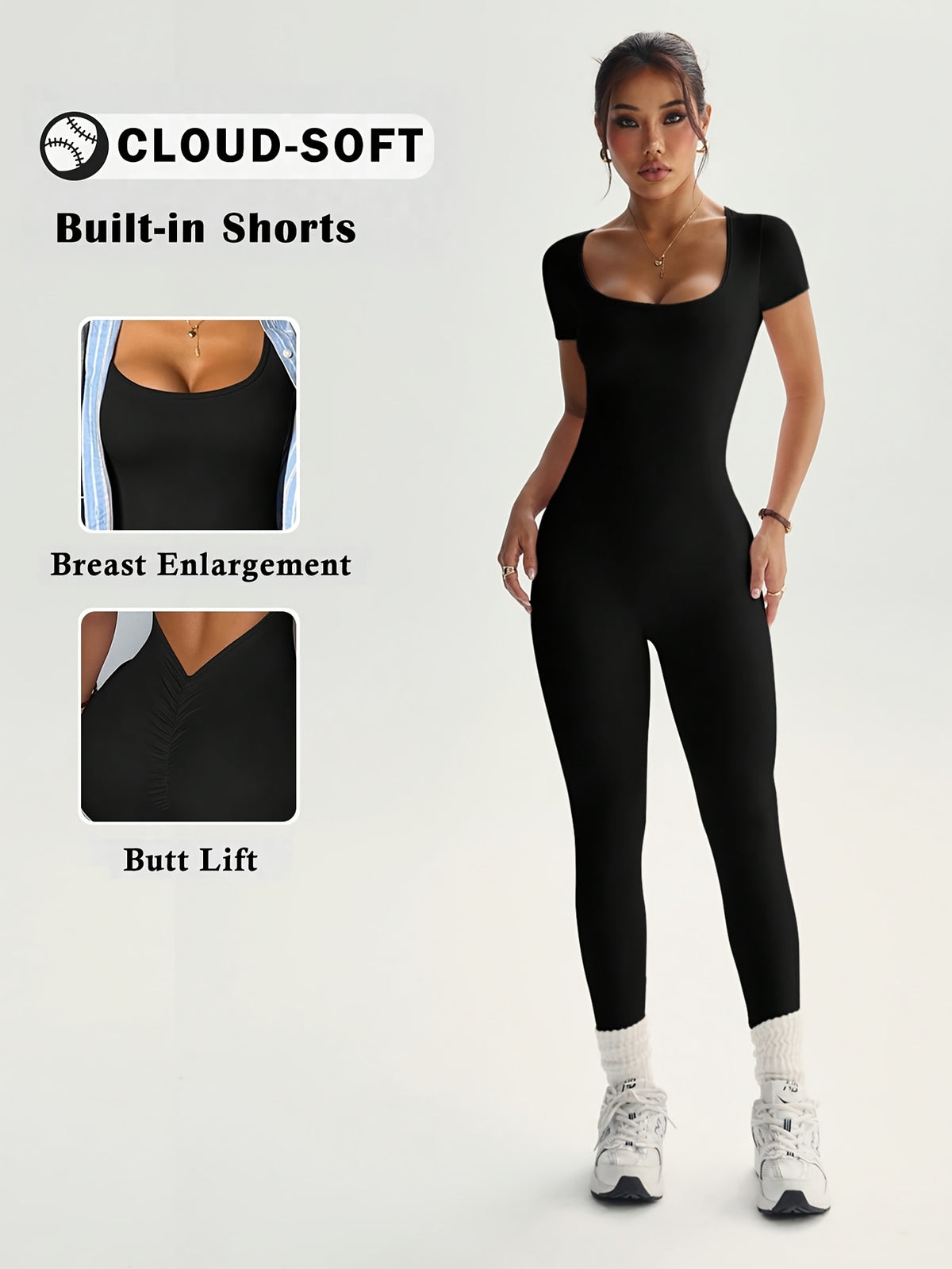 Open Back Full Length Bodysuit - Black
