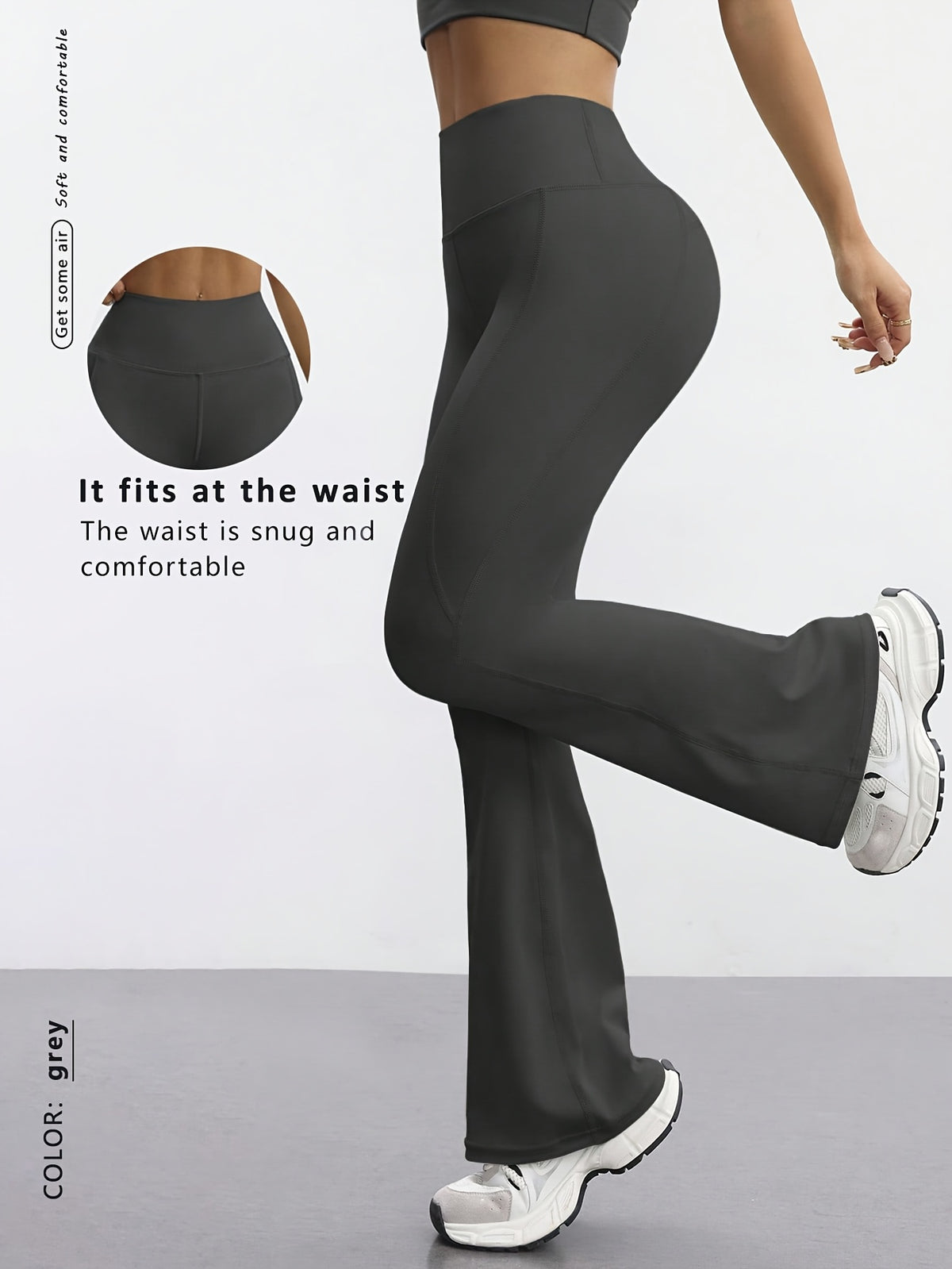High Waist Flare Pants - Dark Grey