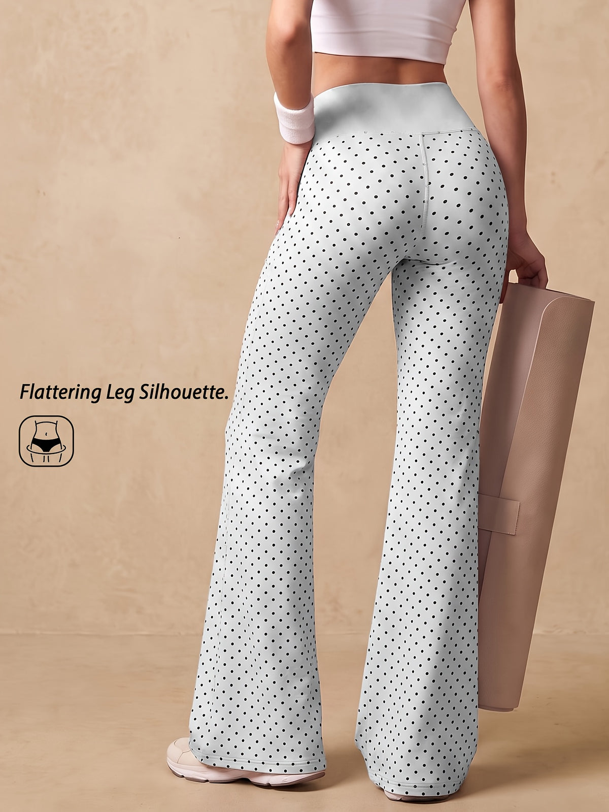 Polka Dot Flare Leggings - White