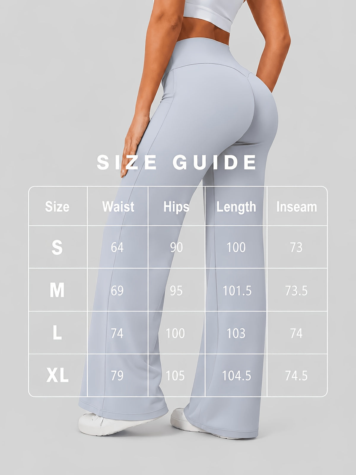 High Stretch Wide Leg Tummy Pants - Light Grey