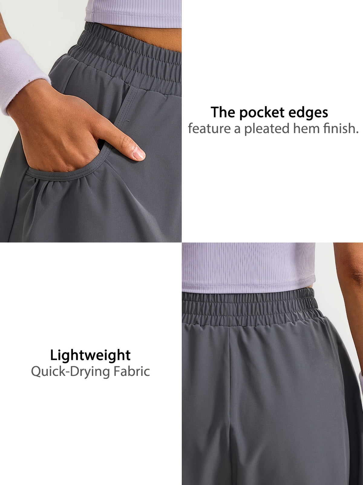 Loose Pocket Running Shorts - Grey